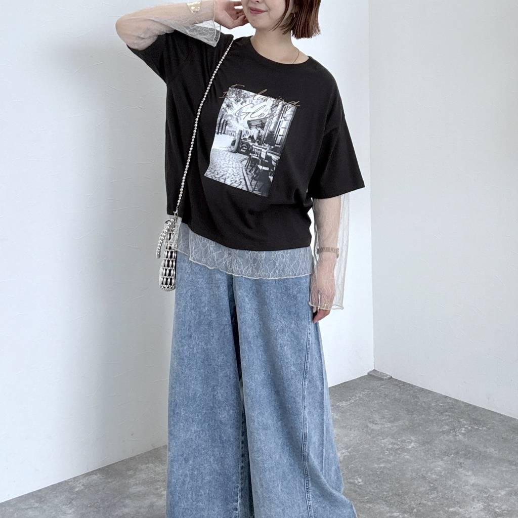 【✨️日本🇯🇵 pre-order 薄紗lace tee✨️】 【共4色 | Free Size | 粉藍/米白/深灰/黑色】【註：深灰 | 日本6月下旬出貨】