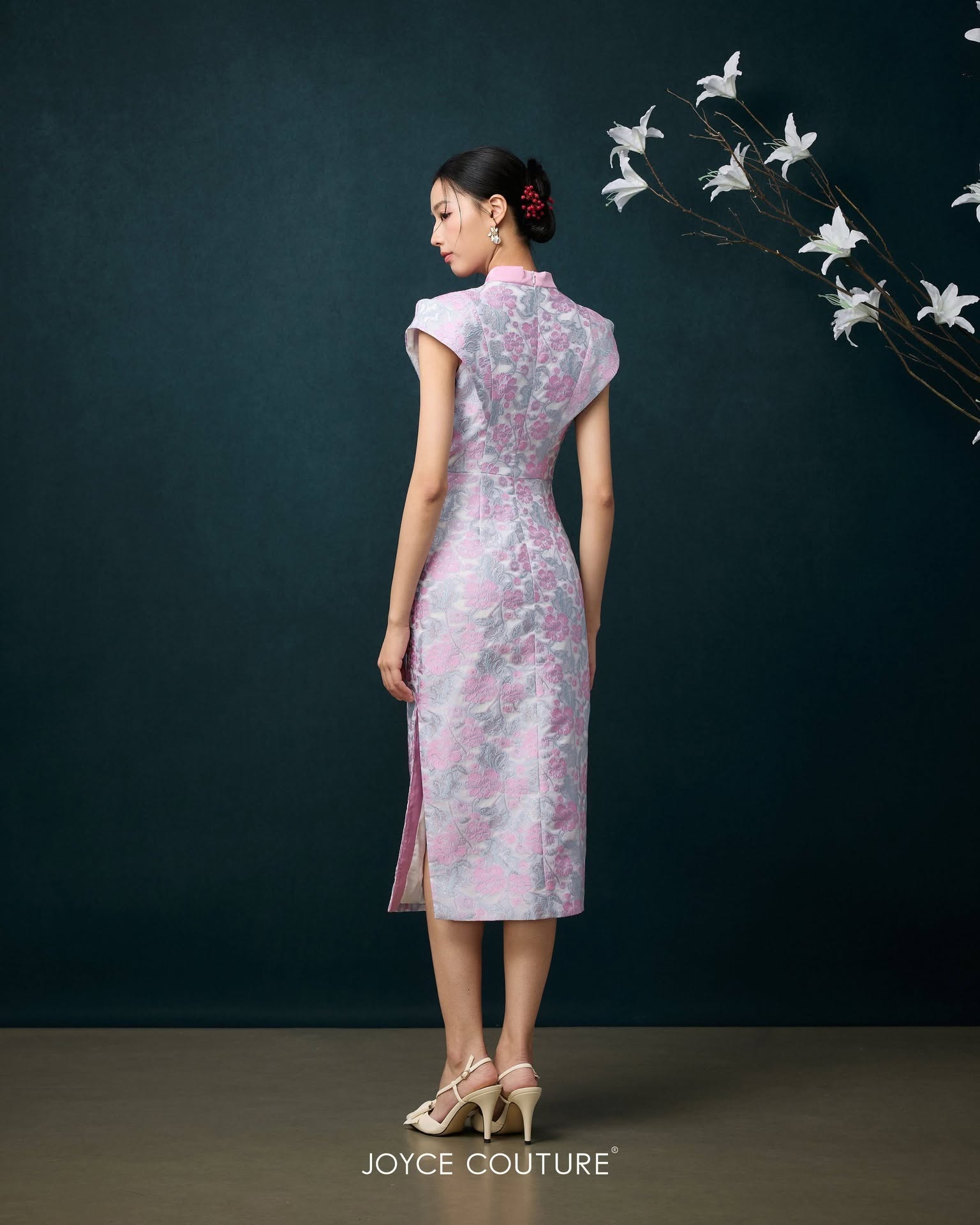 水滴形立领玉珠旗袍 D0353