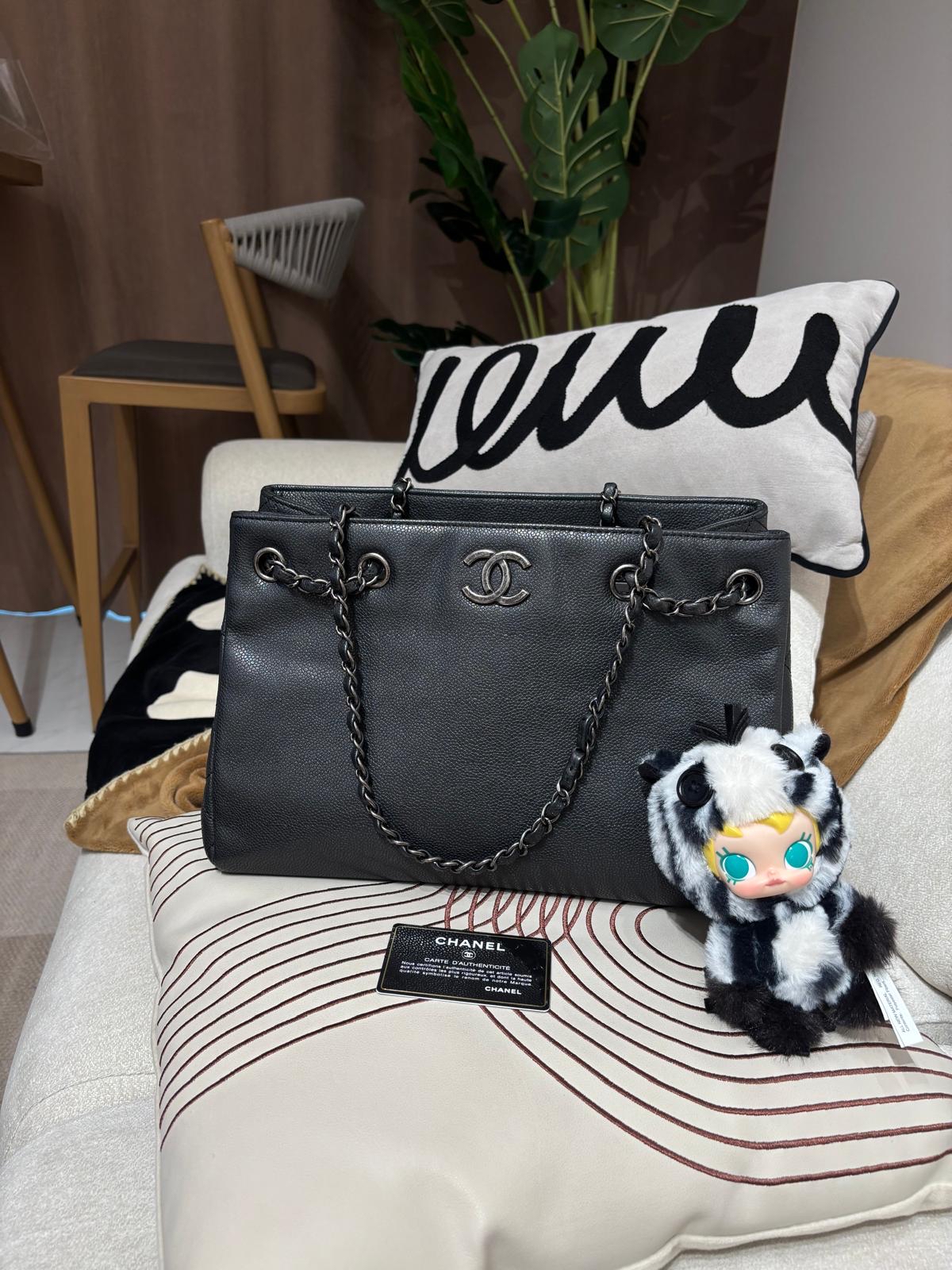 Chanel chain tote bag Caviar Skin grey 100%Authentic,95%new ✅22card✅dust bag 