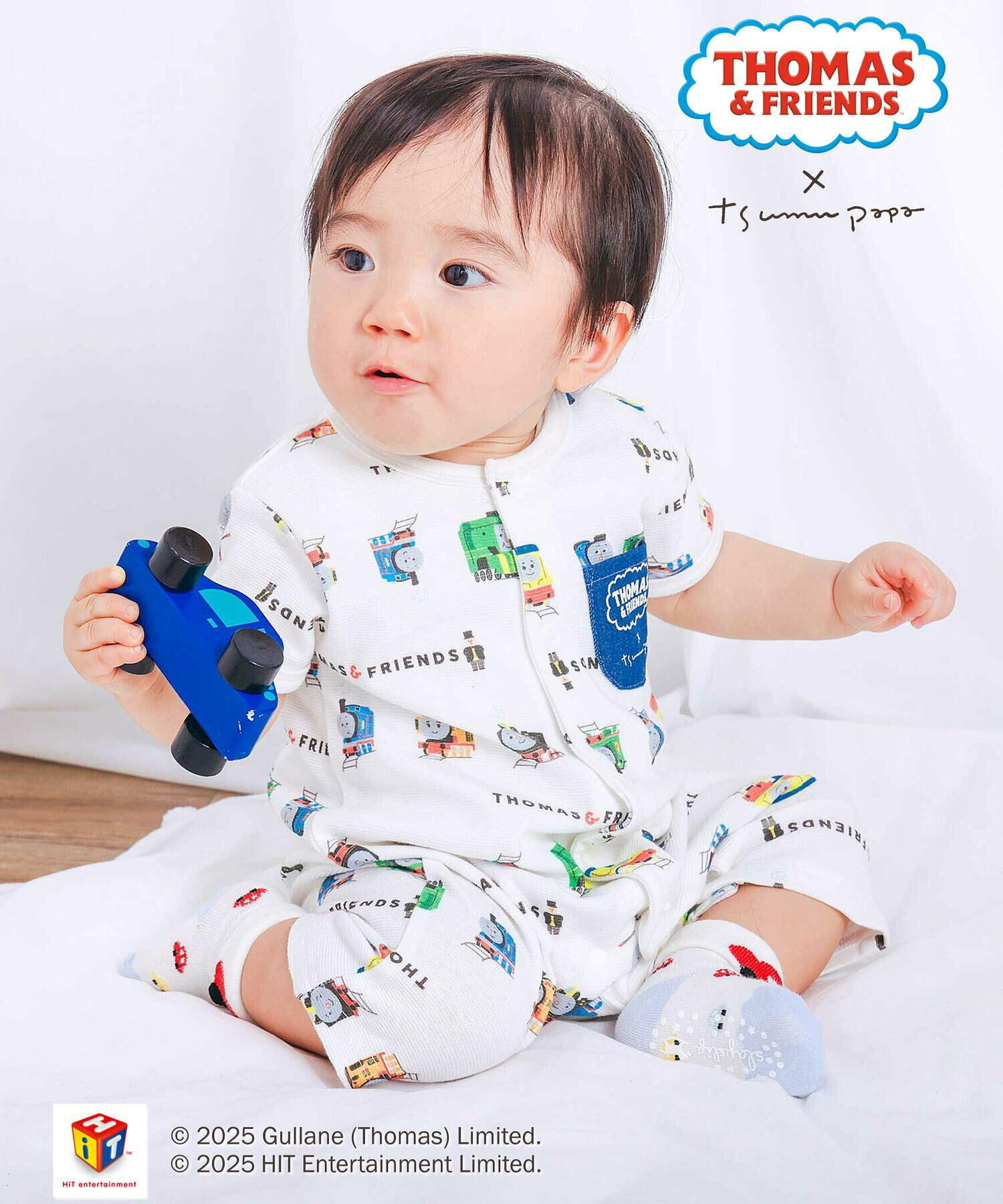 🇯🇵預訂 日本直送🇯🇵Slap Slip Baby x Thomas系列兩色小火車滿印口袋短袖連身服