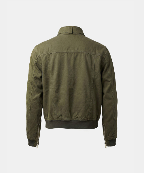 Daytona High-Neck Strap Bomber Jacket - Army Green