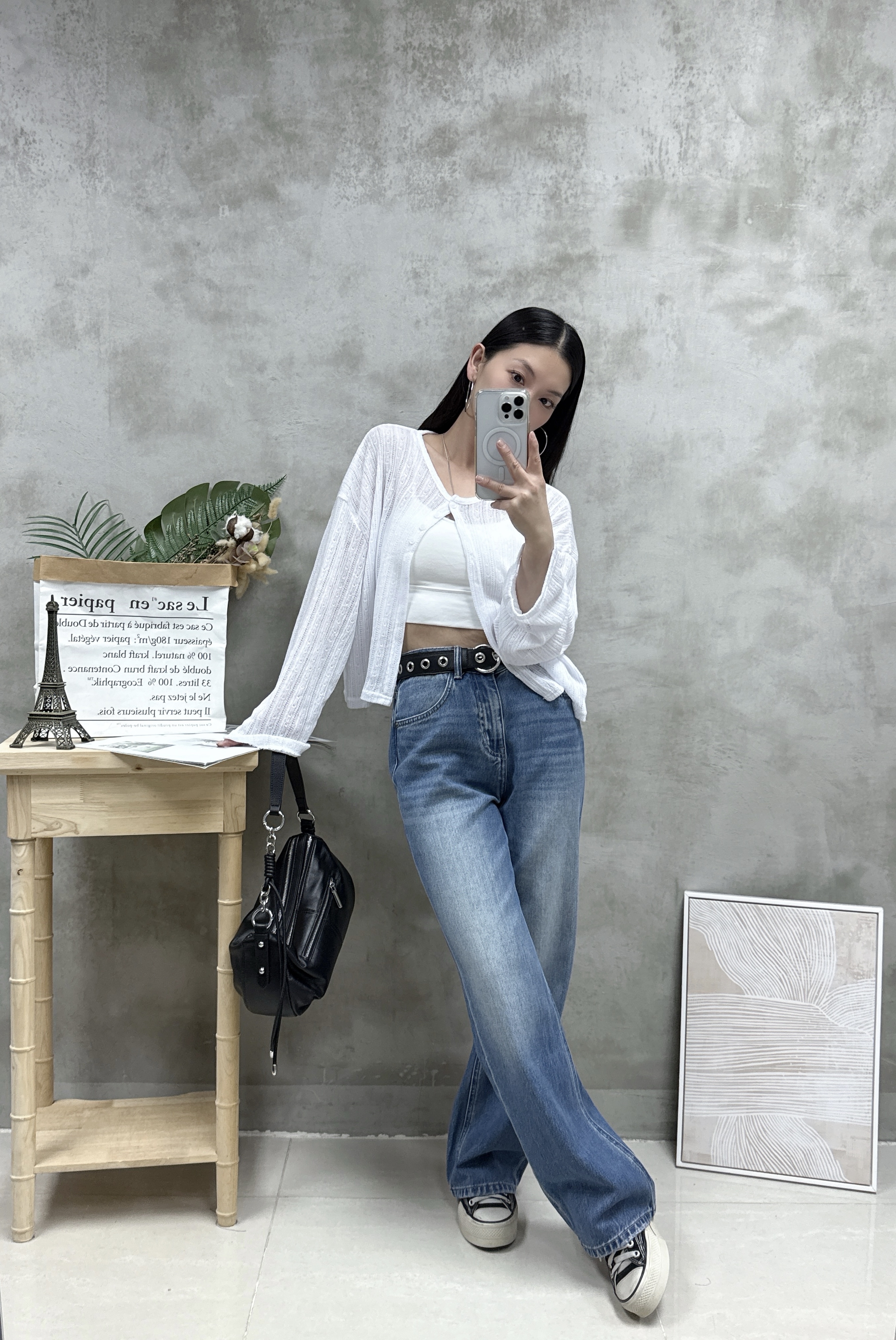 F06 藍色直腳牛仔褲