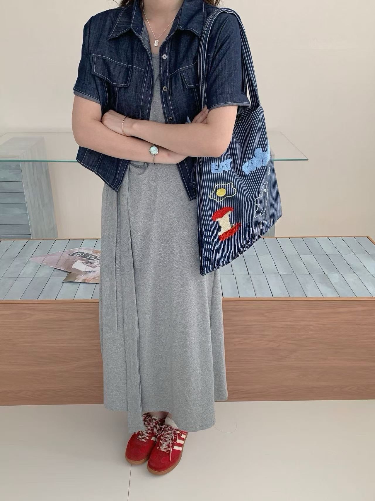 牛仔外套+背心裙set 
