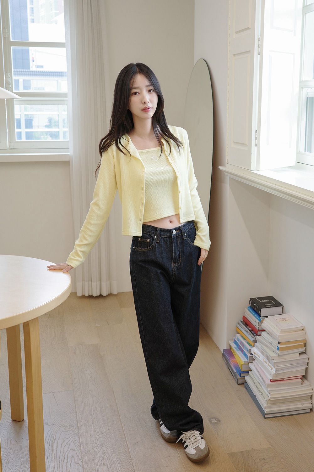 <預訂>🇰🇷MuahMuah Logo slim fit knit cardigan sleeveless Set