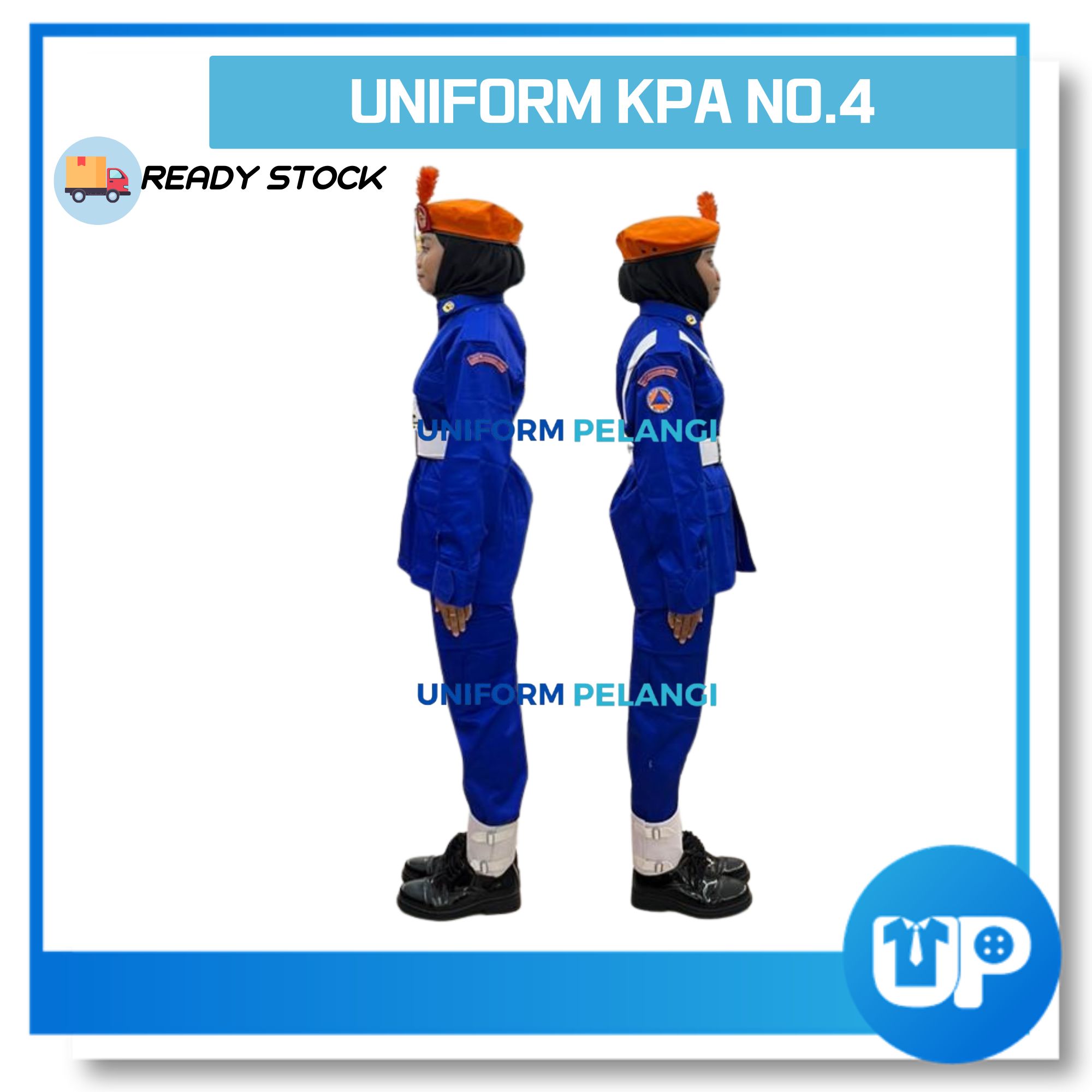 Uniform KPA No 4 Kaspa Biru Kemeja Lengan Panjang Long Sleeve Sekolah Kokurikulum K.P.A NO.4 民防