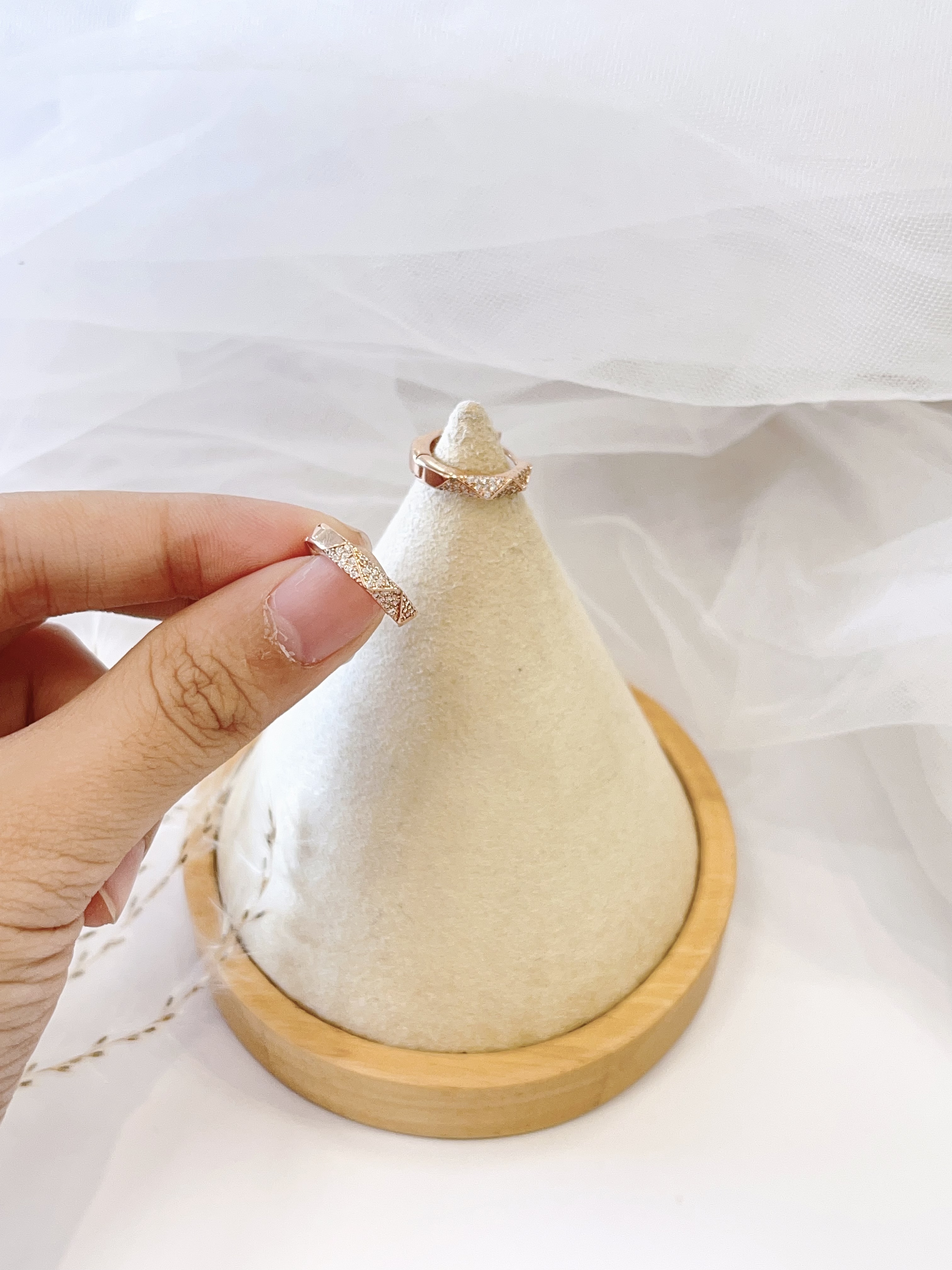 菱形镶钻耳扣耳环