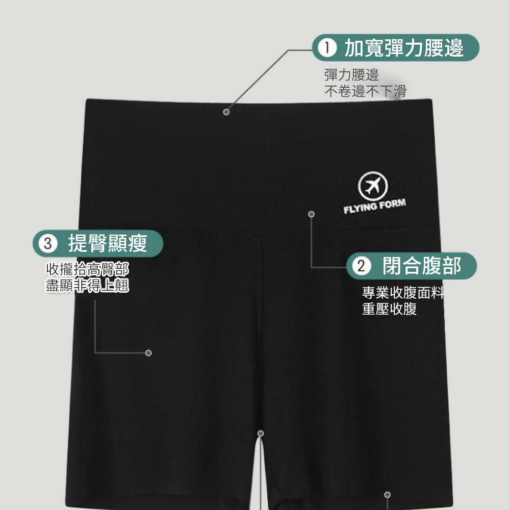 高腰收腹提臀褲 鯊魚褲 瑜伽短褲 打底褲 收復褲 安全褲 運動瑜伽褲 黑色 M [平行進口] HK2714