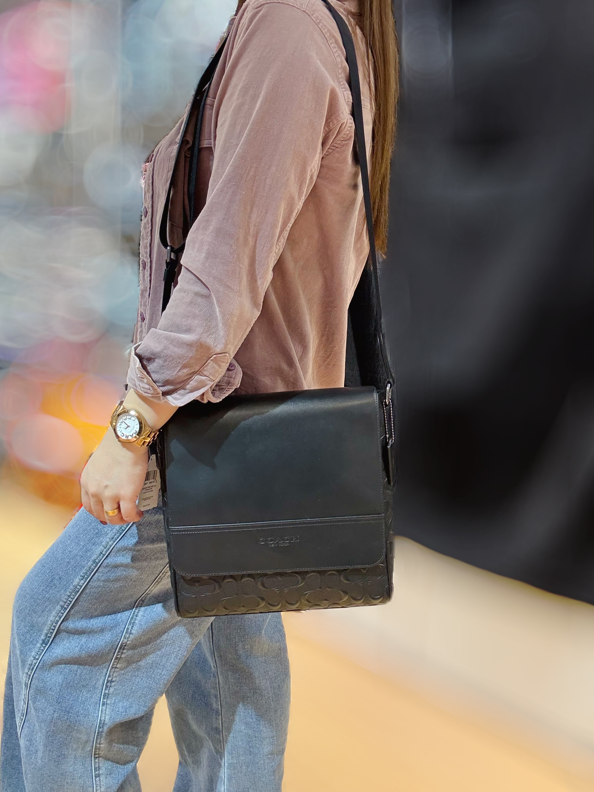 Coach Houston map bag sleather/blk