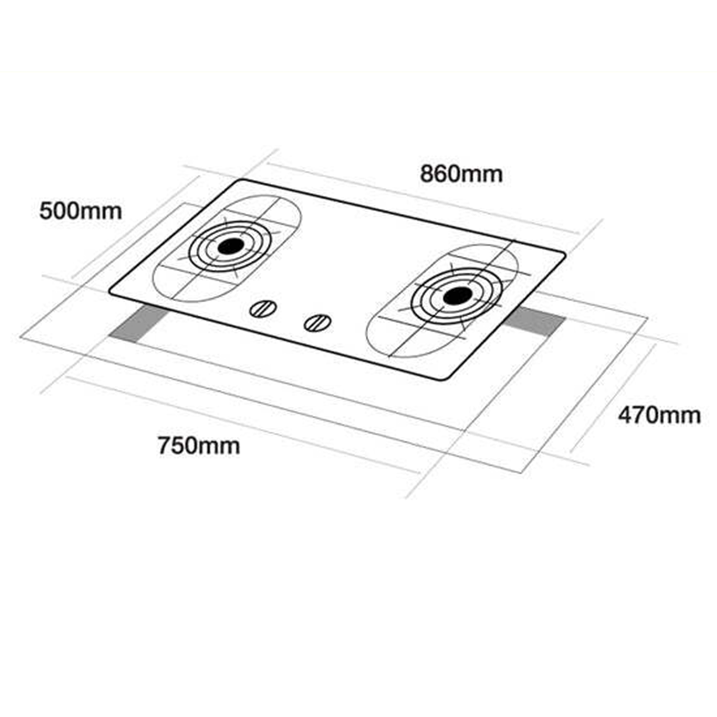 Elba 3.5Kw Double Burners Built-In Stainless Steel Hob EBH-9920