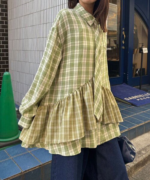 多層束腰襯衫裙【JT041】