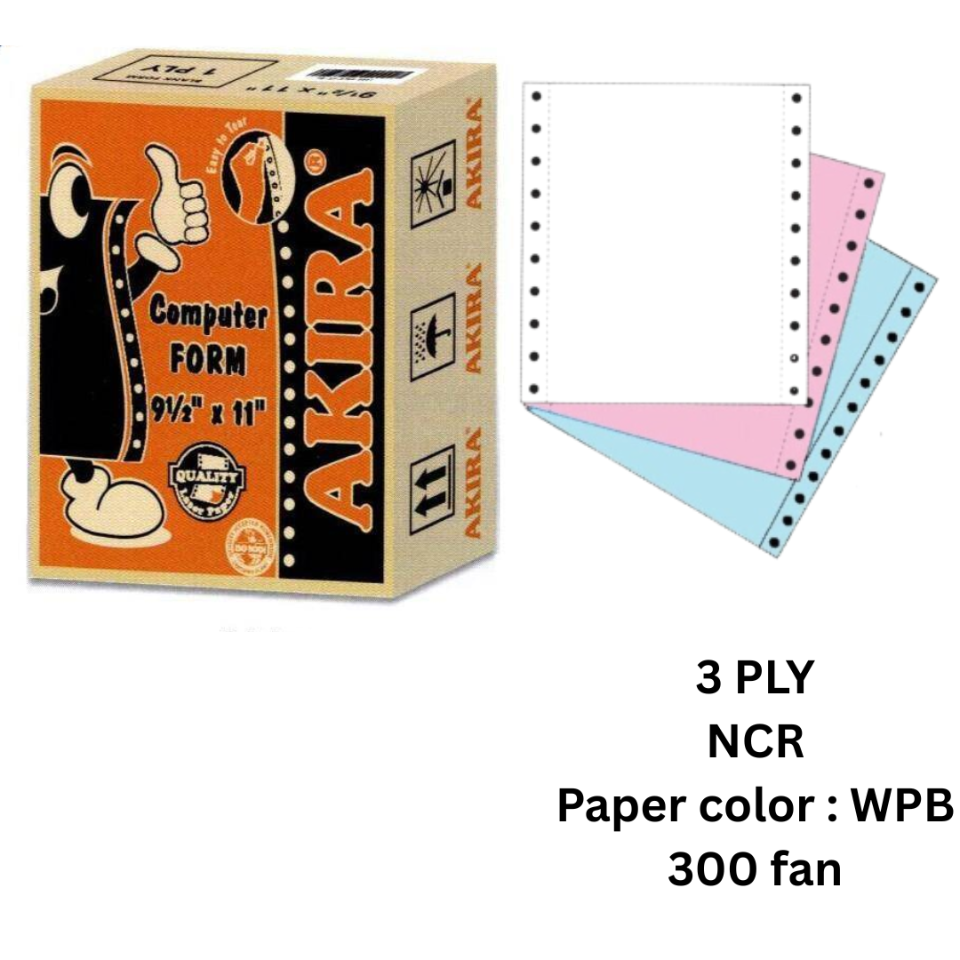 AKIRA Computer Form 9.5″ × 11″ 3-ply NCR (White-Pink-Blue) - 300 Fans