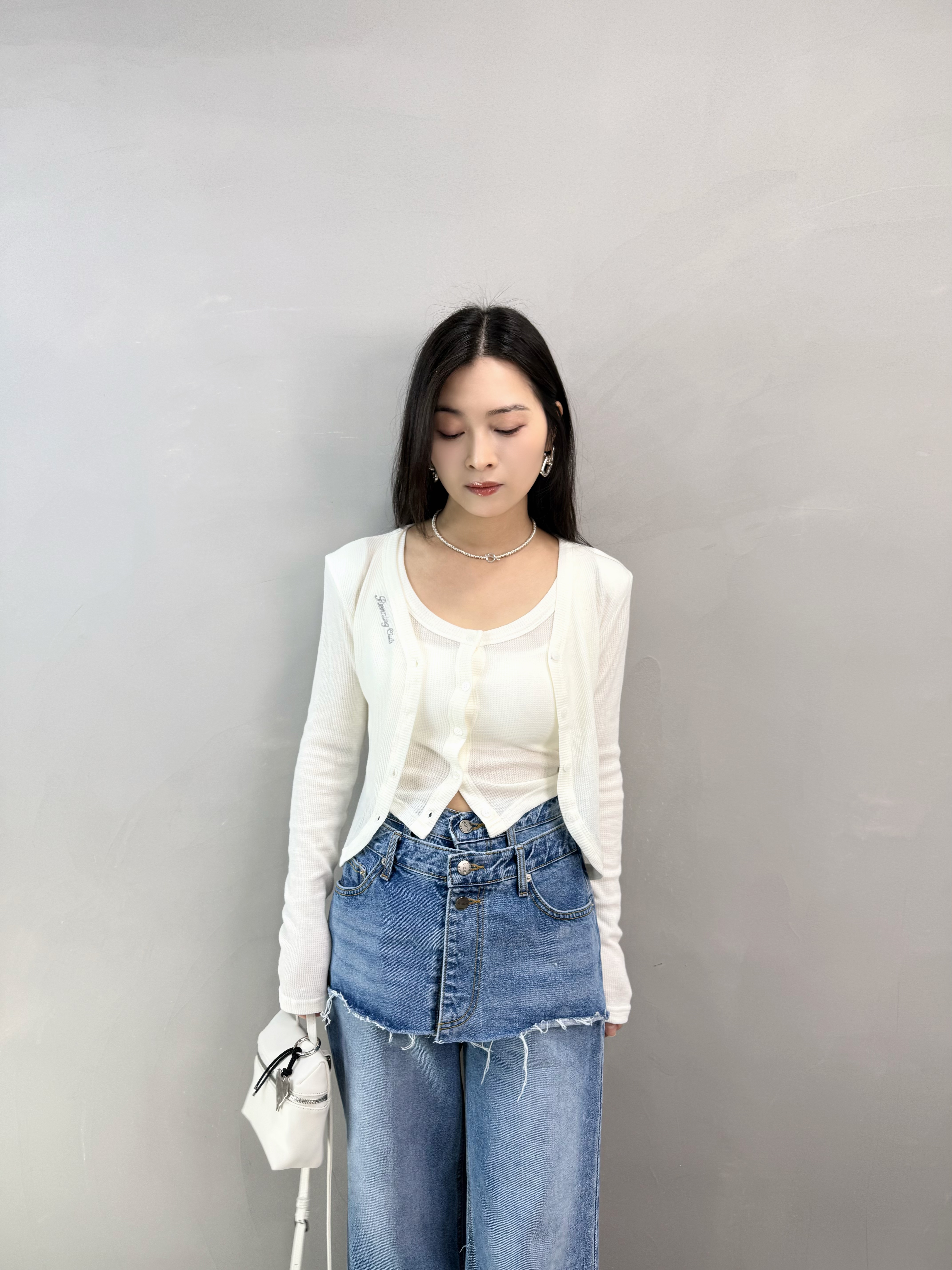 M63 格仔紋背心+刺繡外套set