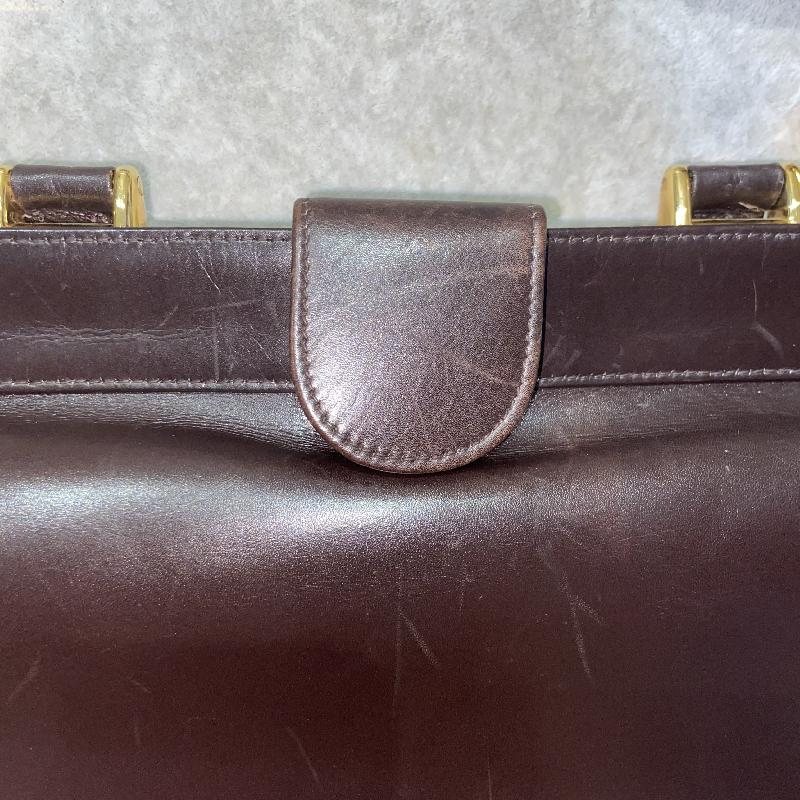 C.a. 1950-60s Chocolate Brown Golden Accent Double-Sided Large Leather Briefcase from Canada(MT664)