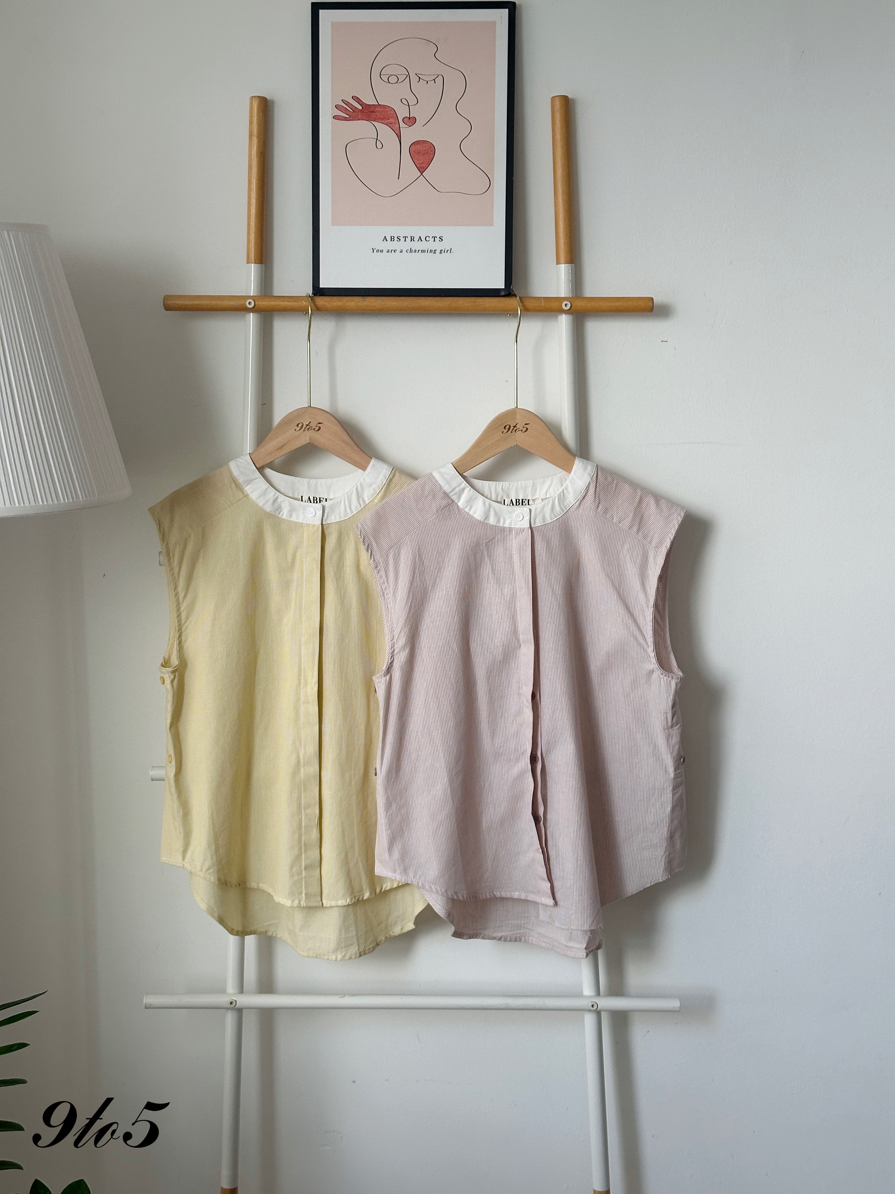 T4208 Sleeveless Stripe Shirt - Pink & Yellow