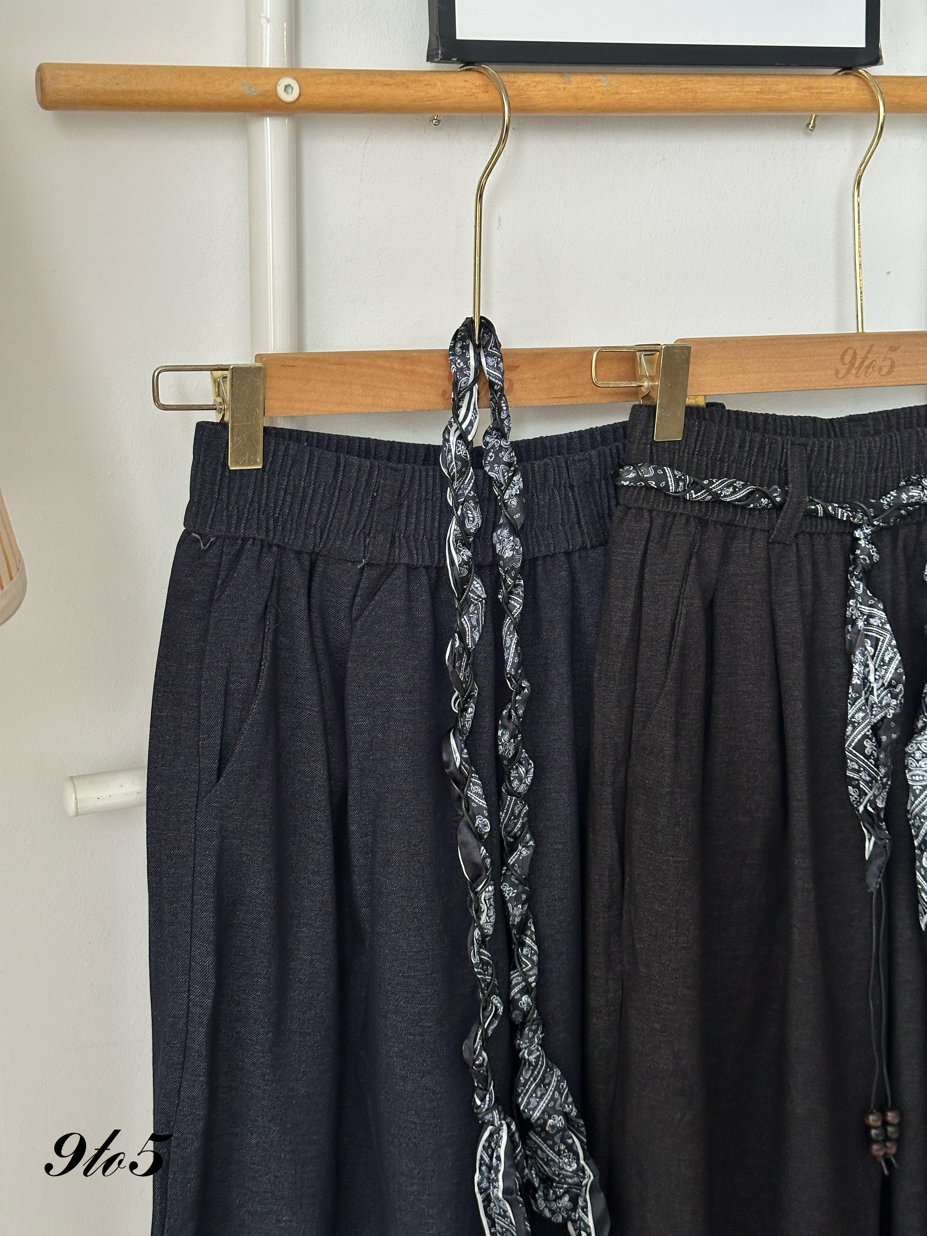 S1812 Long Straight Pants - Black & Blue