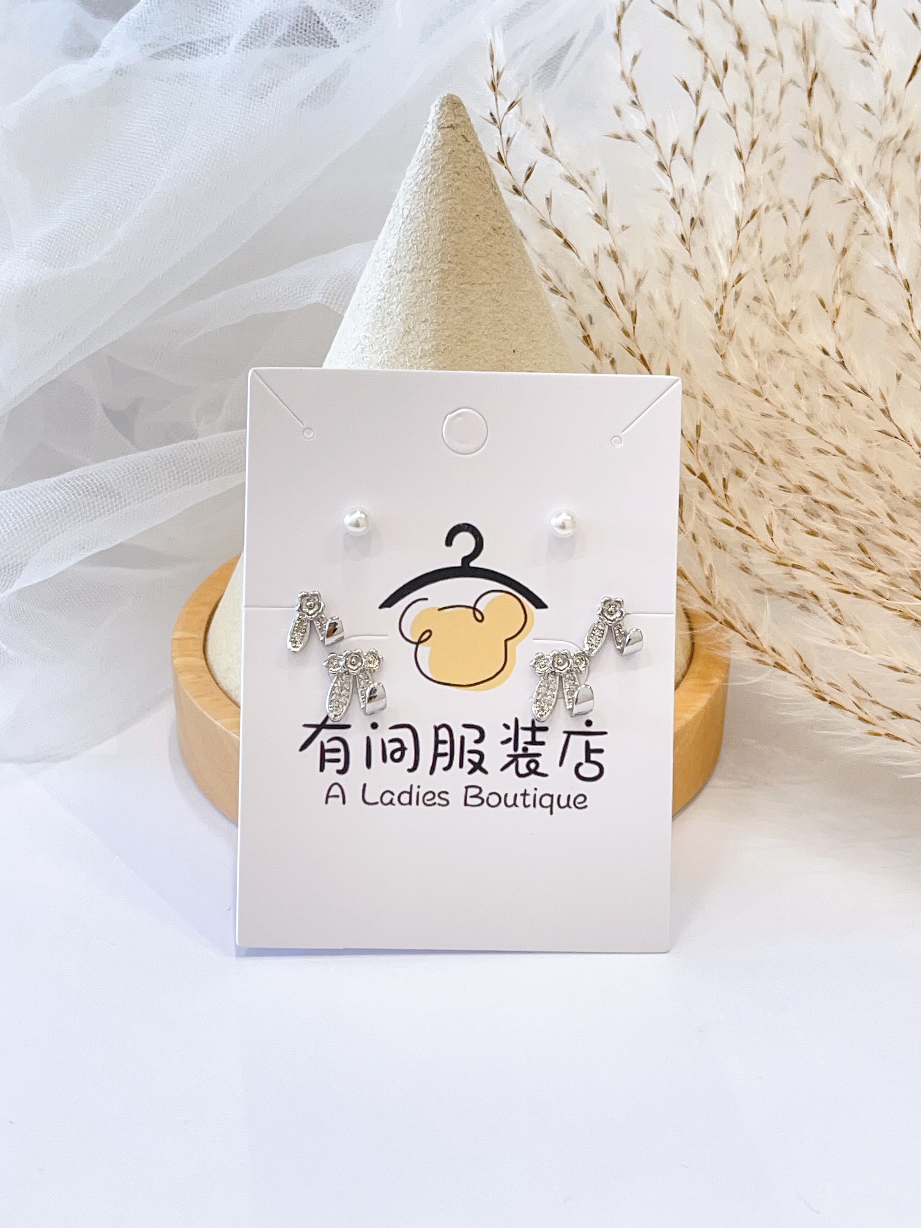 可爱兔耳朵耳环套装