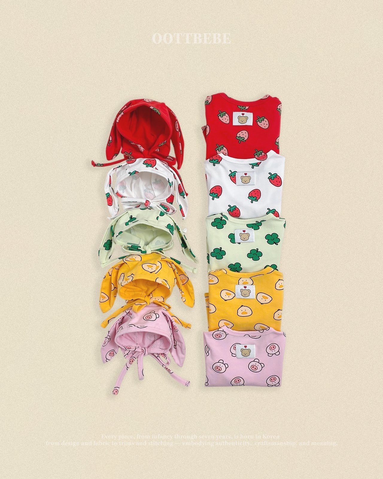 OOTT | (bebe)Little Farm Full-Body Suit & Bonnet Set