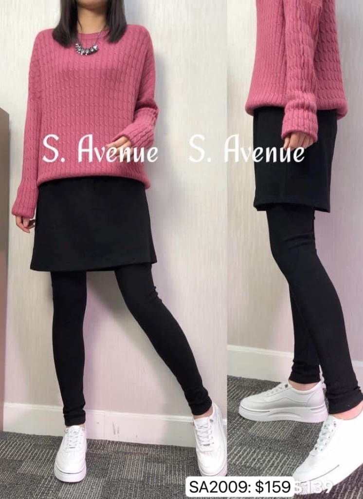 SA2009PT: 橡根腰淨色超彈裙leg