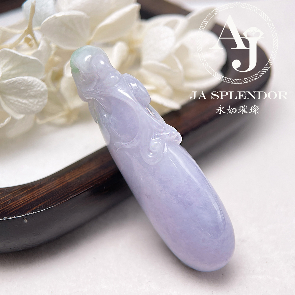 JN-1599 天然翡翠A玉 冰糯濃紫椿彩如意福掛吊墜