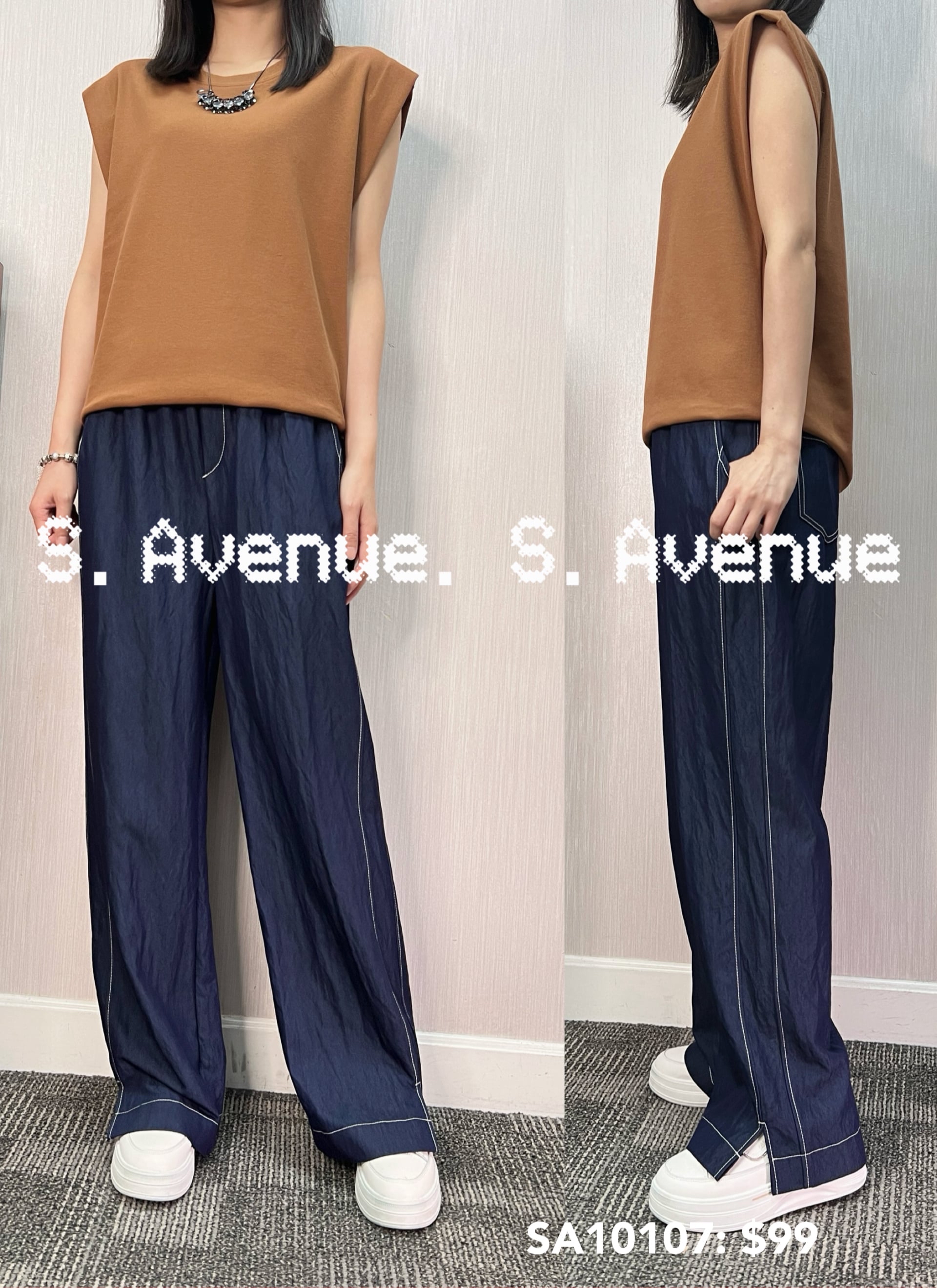 SA10107: 雞翼袖淨色top