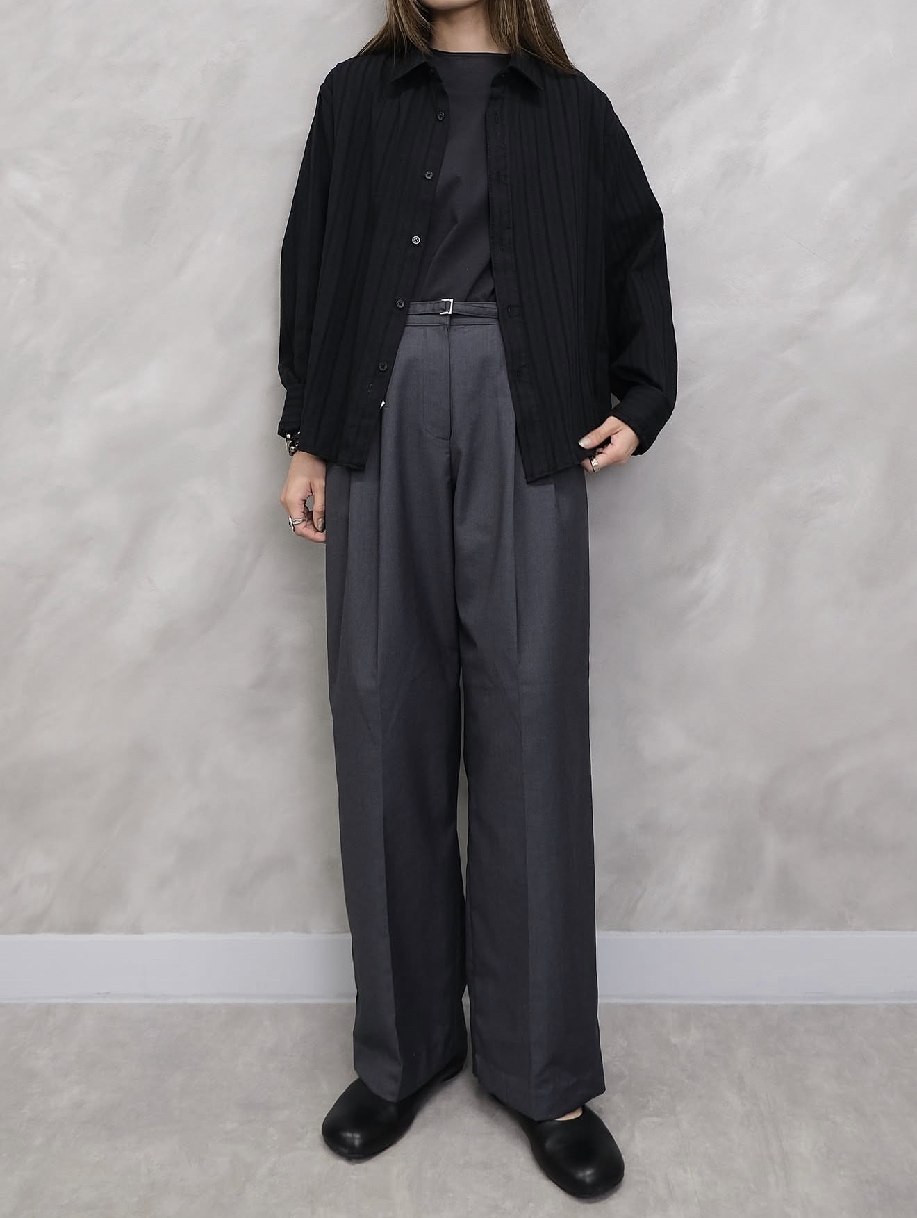 Double-Pleated Belted Trousers #pt77