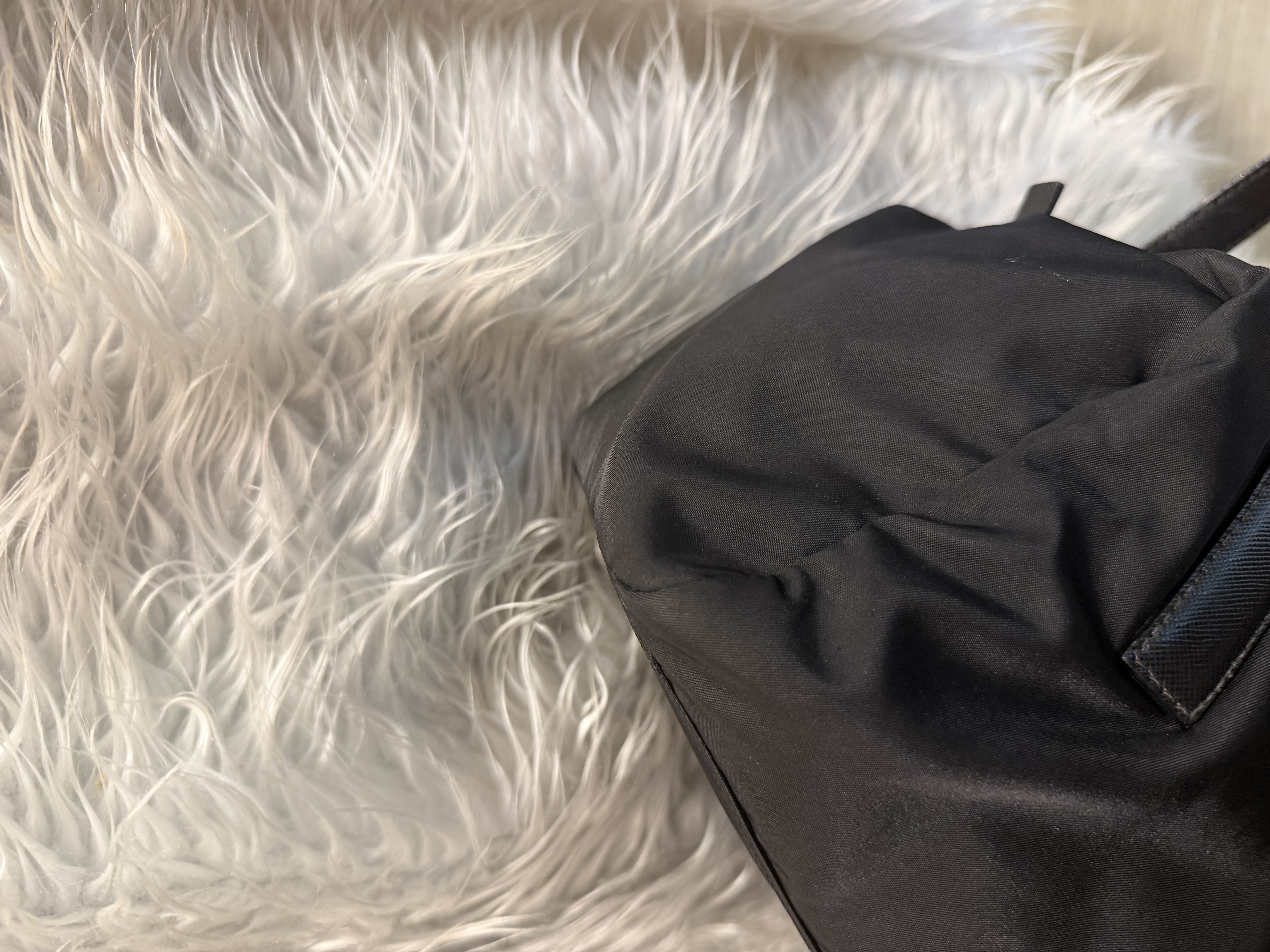 Prada black nylon / leather shoulder tote bag