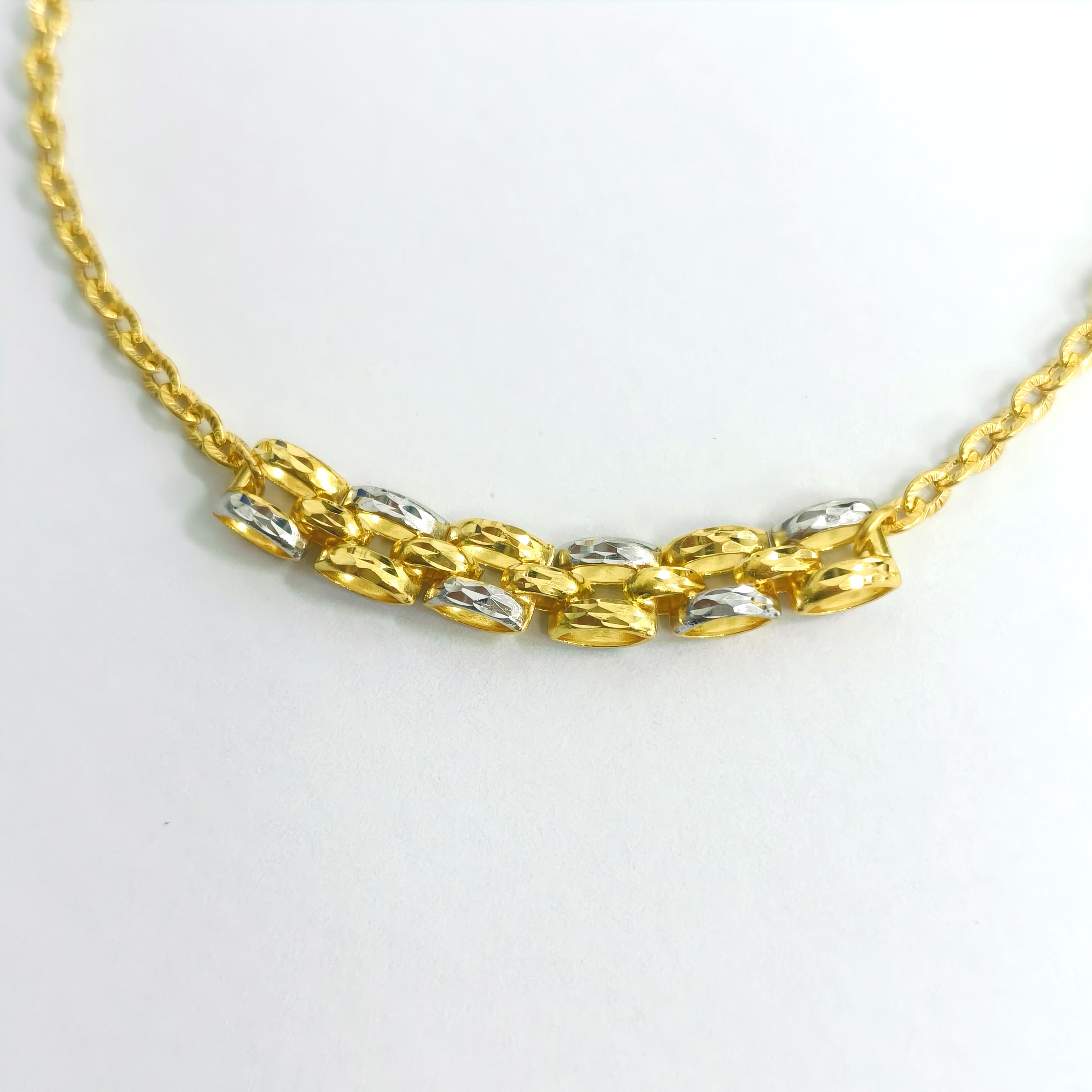 916 GOLD 2C MINI TANKER POLO STAR BRACELET 916 金 双色车花坦克太阳花手链