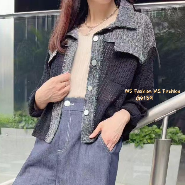 G6139 韓國🇰🇷雙色拼網料Top