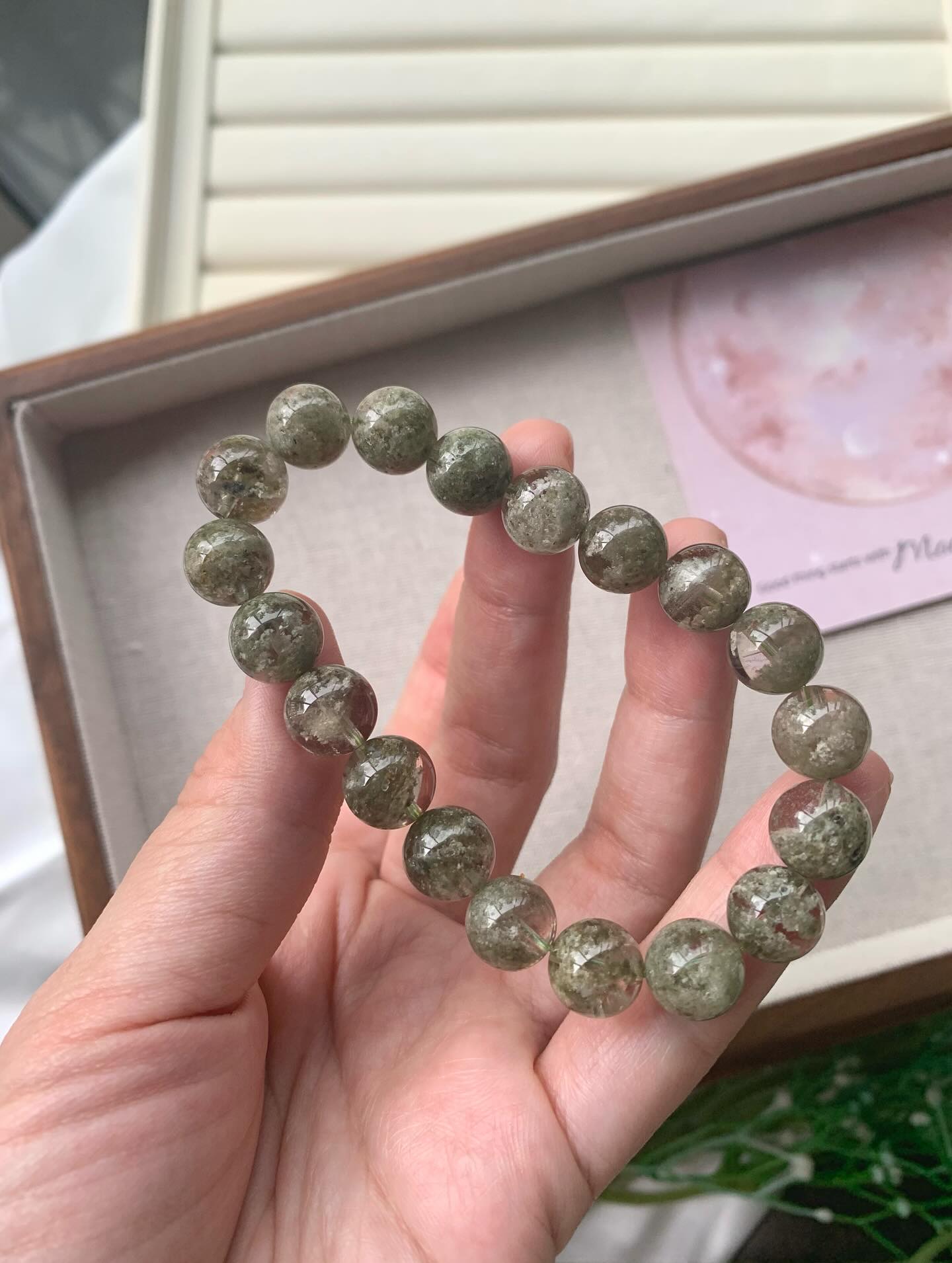 莫奈绿幽灵 ｜ Green Phantom 10.6mm RM398 (只有一条）绿幽灵主要功效包括招正财、助事业发展、平衡身心情绪，并且能够吸引贵人、增强人际关系，还具有辟邪和带来活力的作用Green phantom crystals are believed to offer various benefits, including promoting healing and balance on physical, emotional, and spiritual levels, enhancing spiritual growth and intuition, facilitating transformation and personal development by releasing old patterns, and amplifying energy for manifestation. They are also associated with attracting wealth and career opportunities, stimulating concentration and memory, and aiding in the successful completion of long-term projects. Some also claim it can purify the aura, align chakras, and protect against negative energies#绿幽灵 #greenphantom #naturestone #gemstone #天然水晶 #水晶手串 #马来西亚水晶网店