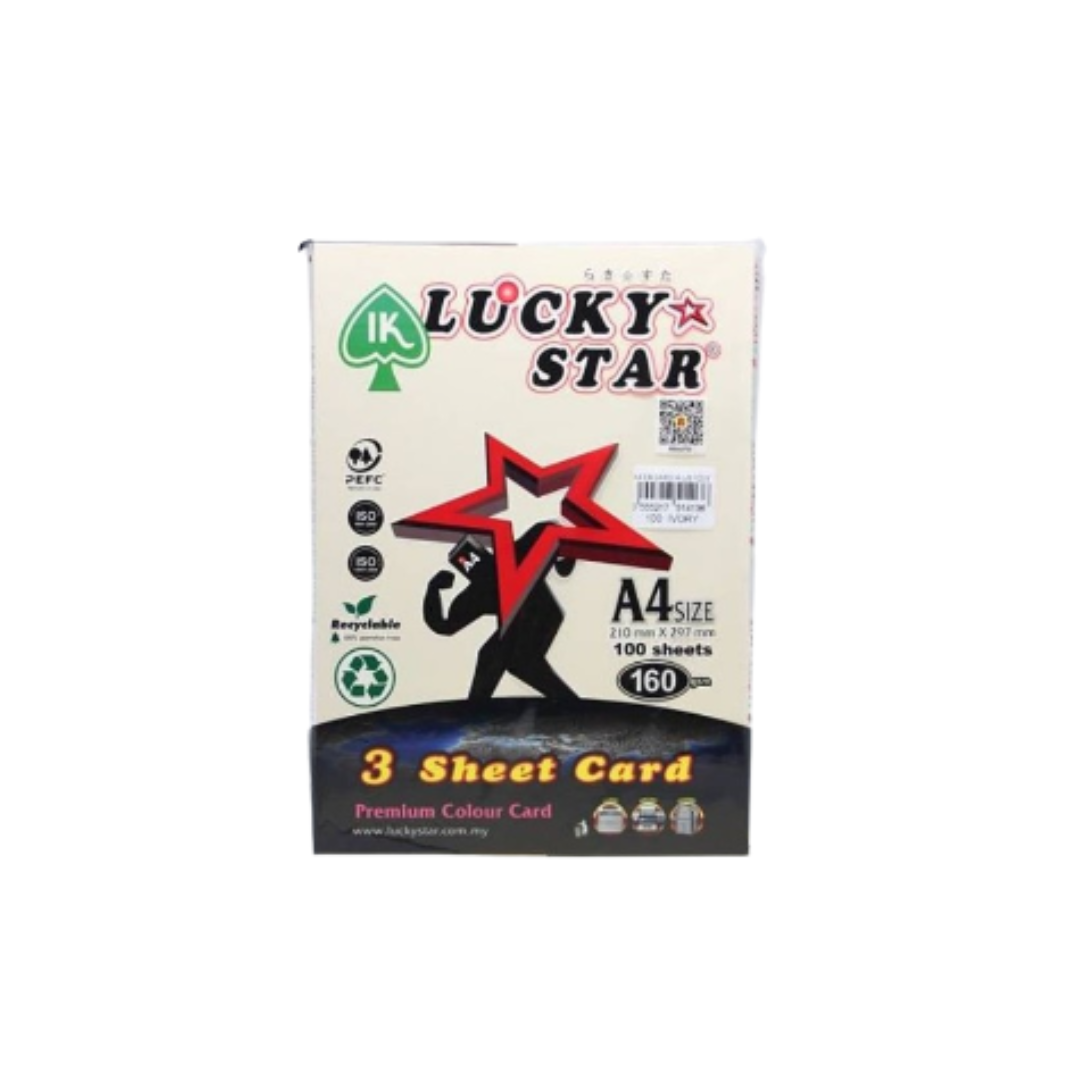 LUCKY STAR 3 Sheet Card (Ivory) A4 160gsm - Pack of 100's
