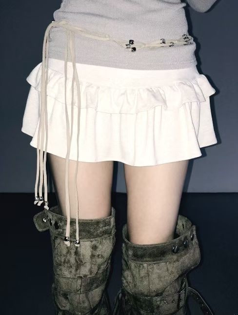 韓國兩層低腰短款蛋糕裙