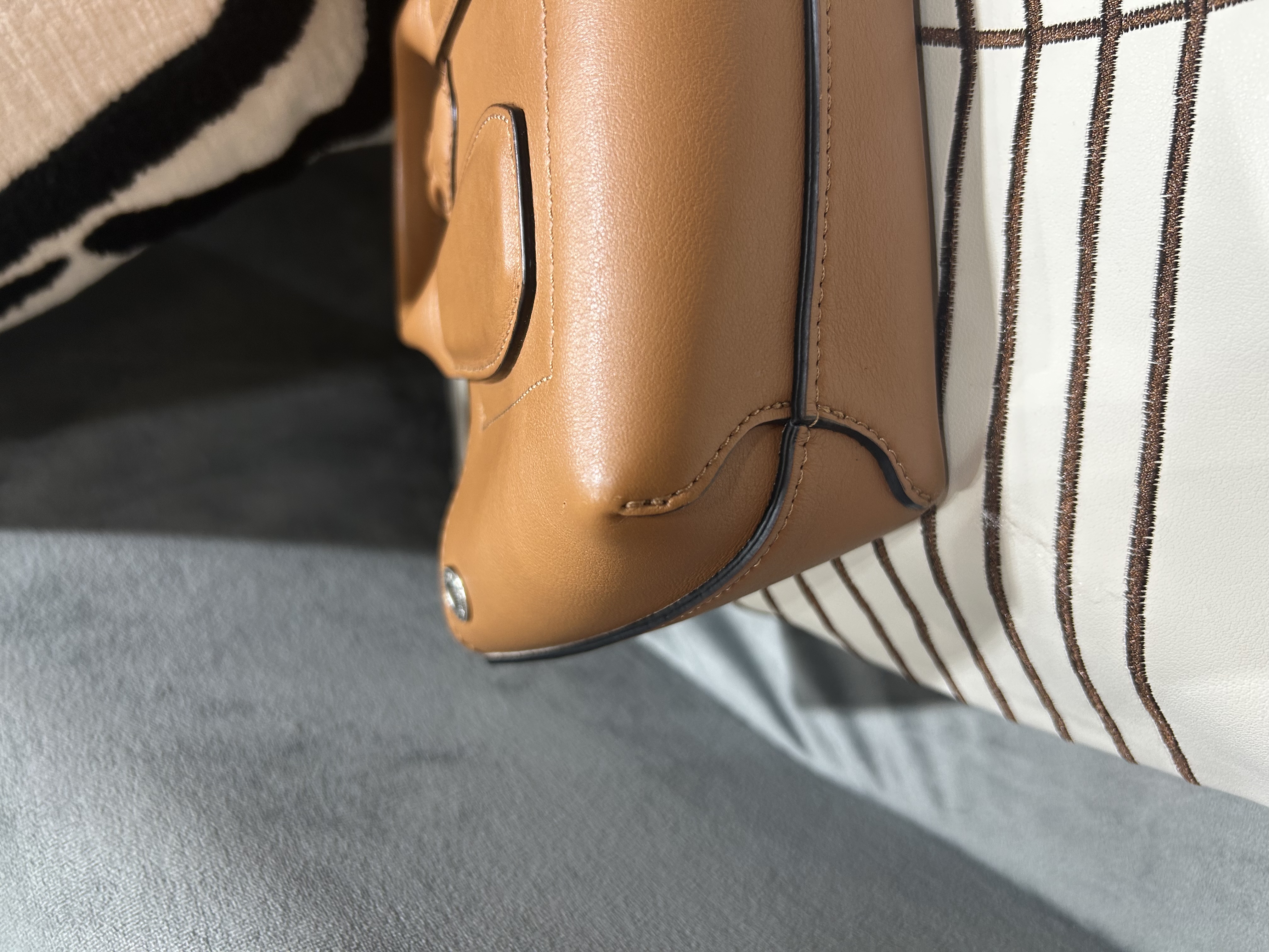 LONGCHAMP Le Roseau Handbag calfskin Tan 100%Authentic, 98%New ✅Dust bag