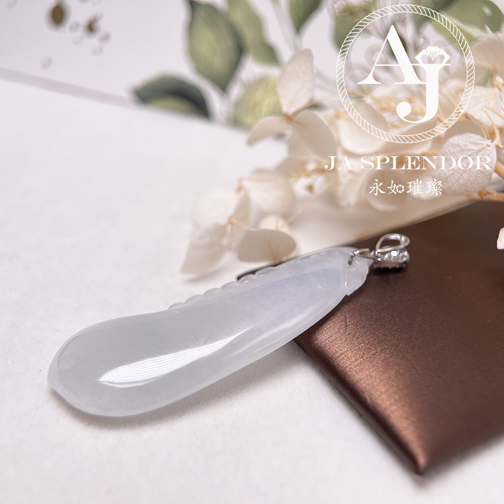 JNS-313 天然翡翠A玉 白冰萬壽果/福瓜吊墜