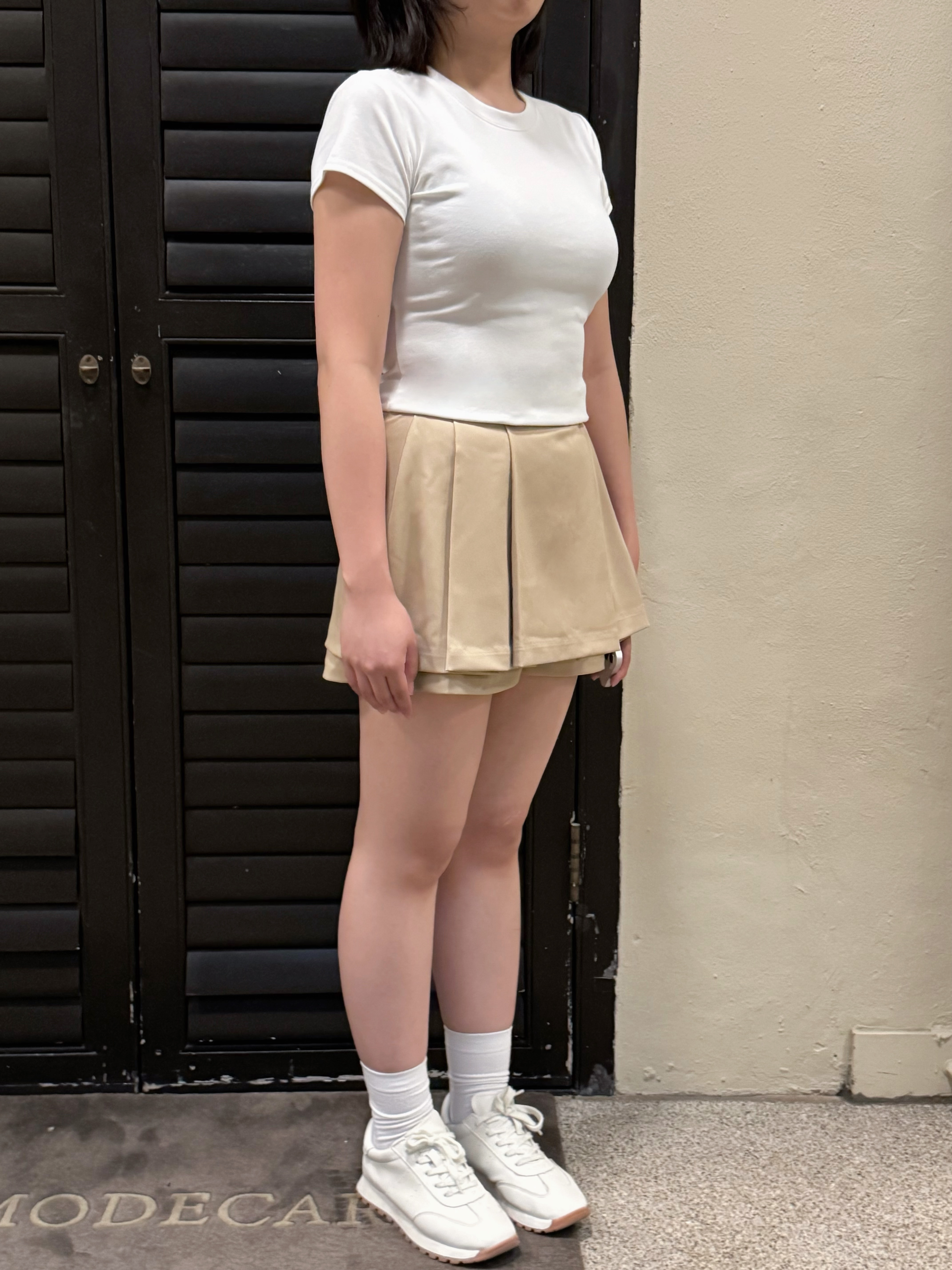 半橡筋百褶短裙褲(四色入)