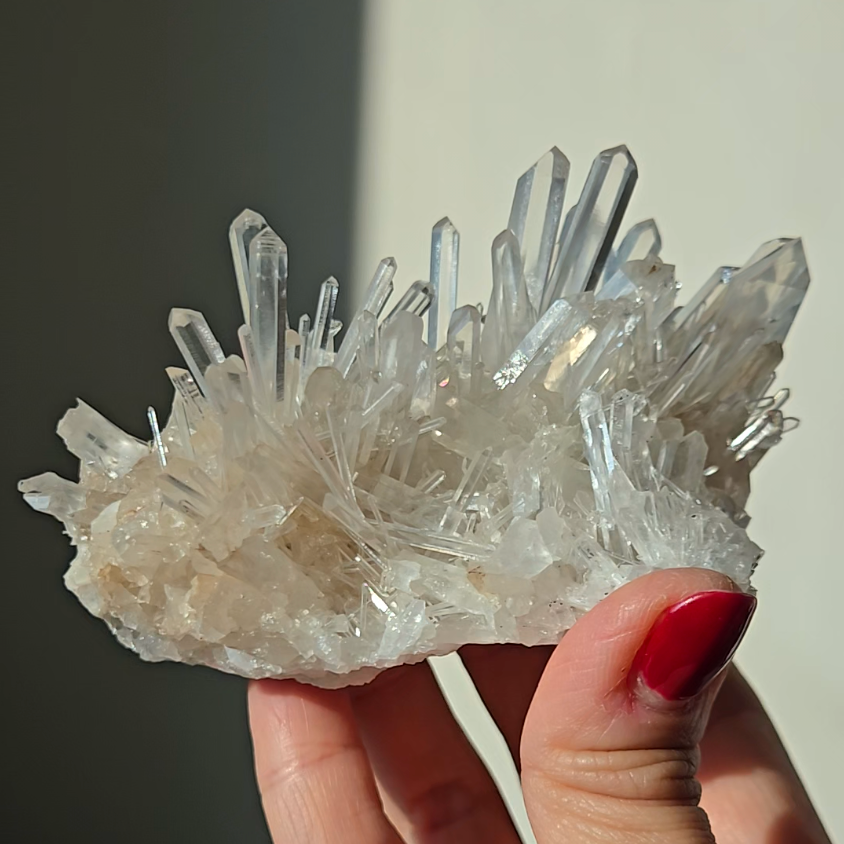 Blue smoke Lemurian needle quartz cluster - LQ545