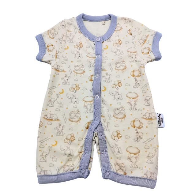 Trendyvalley Organic Cotton Short Sleeve Short Pant Baby Romper (ELE BALLOON)
