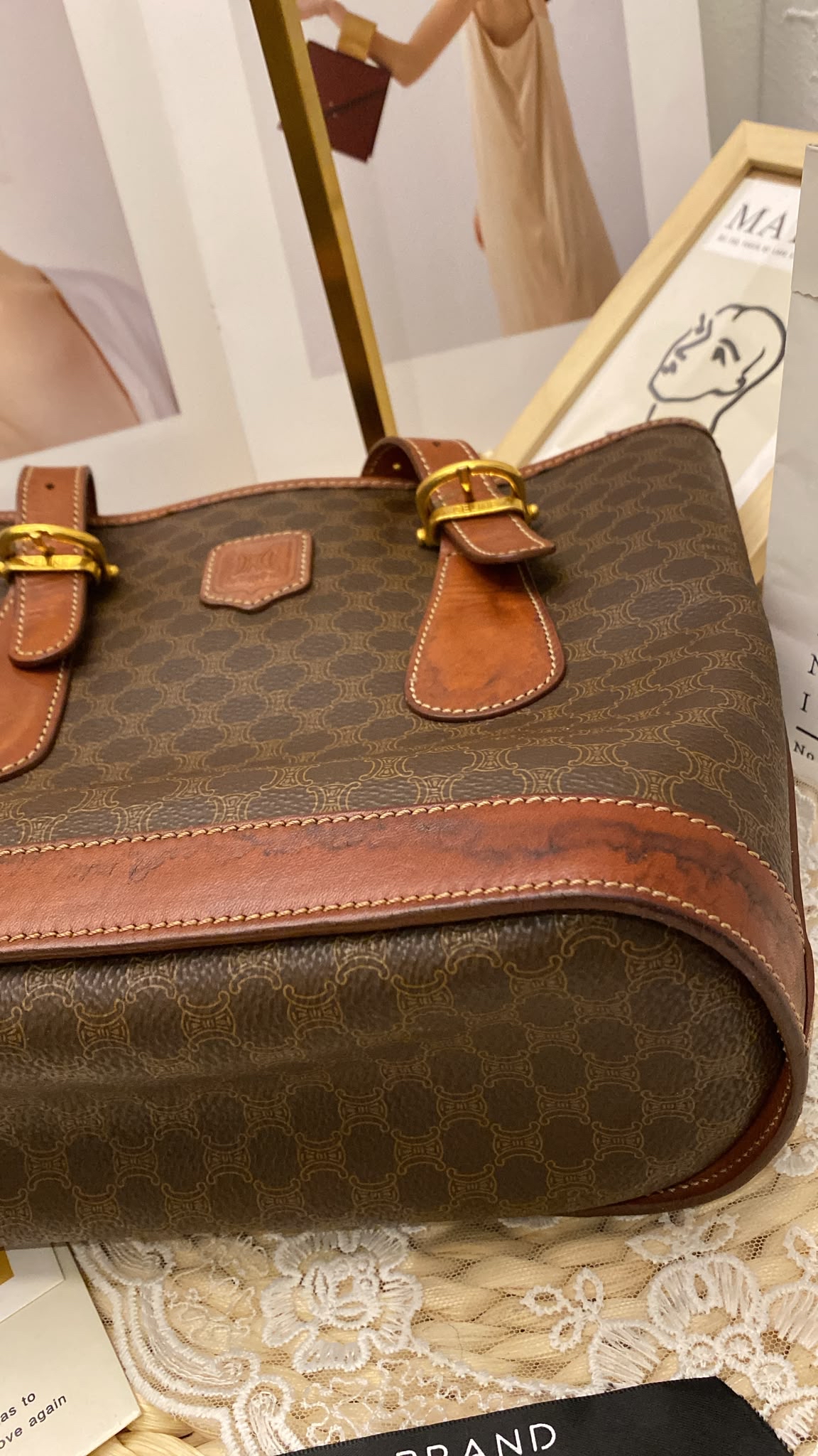 Celine Vintage Macadam Triomphe Bucket Bag