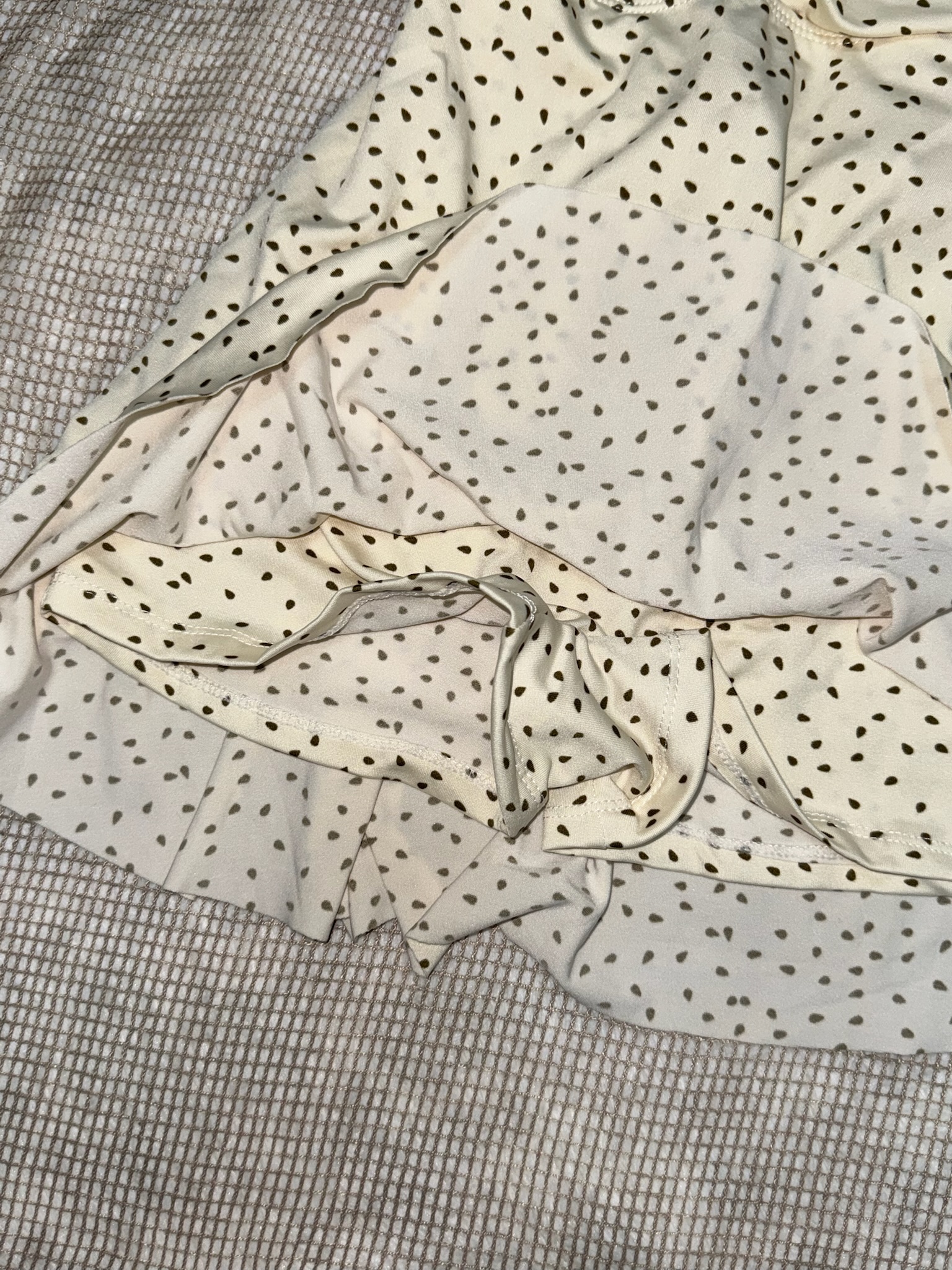 Polka Dot Ruched Bustier Dress with Mesh Sleeves