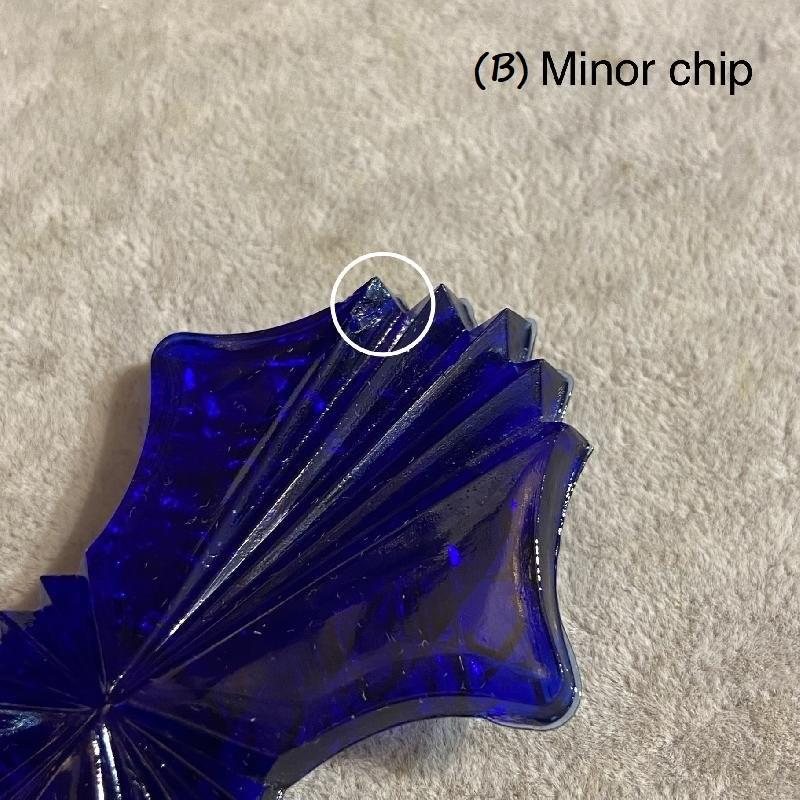 1960s Czechoslovakia Art Deco Inspired-Pattern Pressed Glass Vanity Perfume Bottle - Cobalt Blue(MW013)