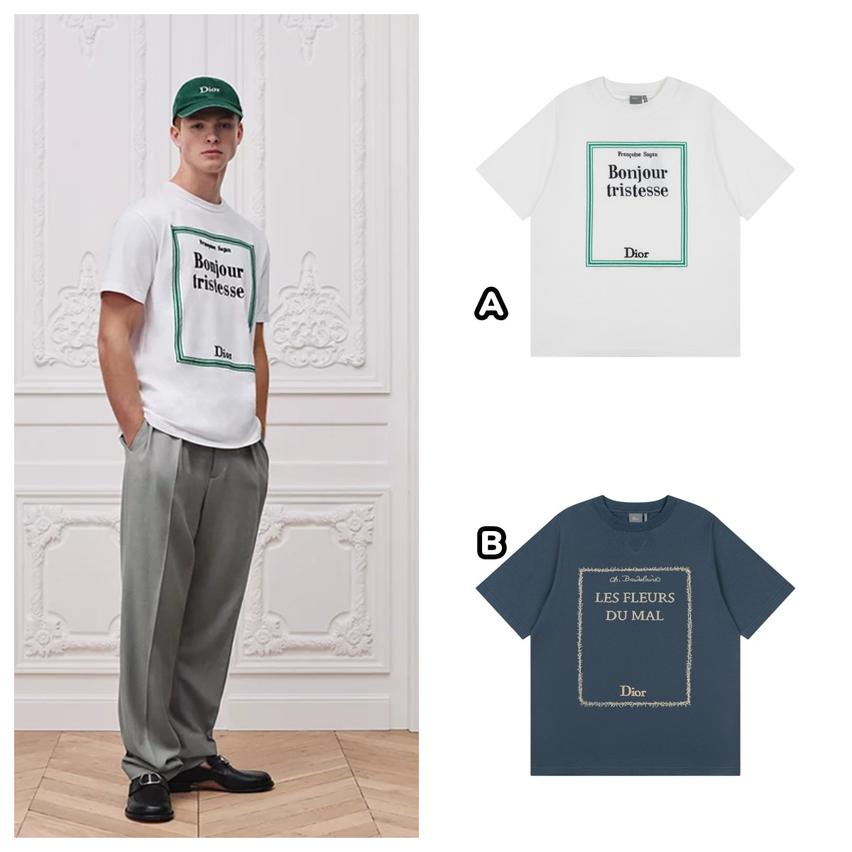 DIOR 方框刺繡圖案短袖Tee 