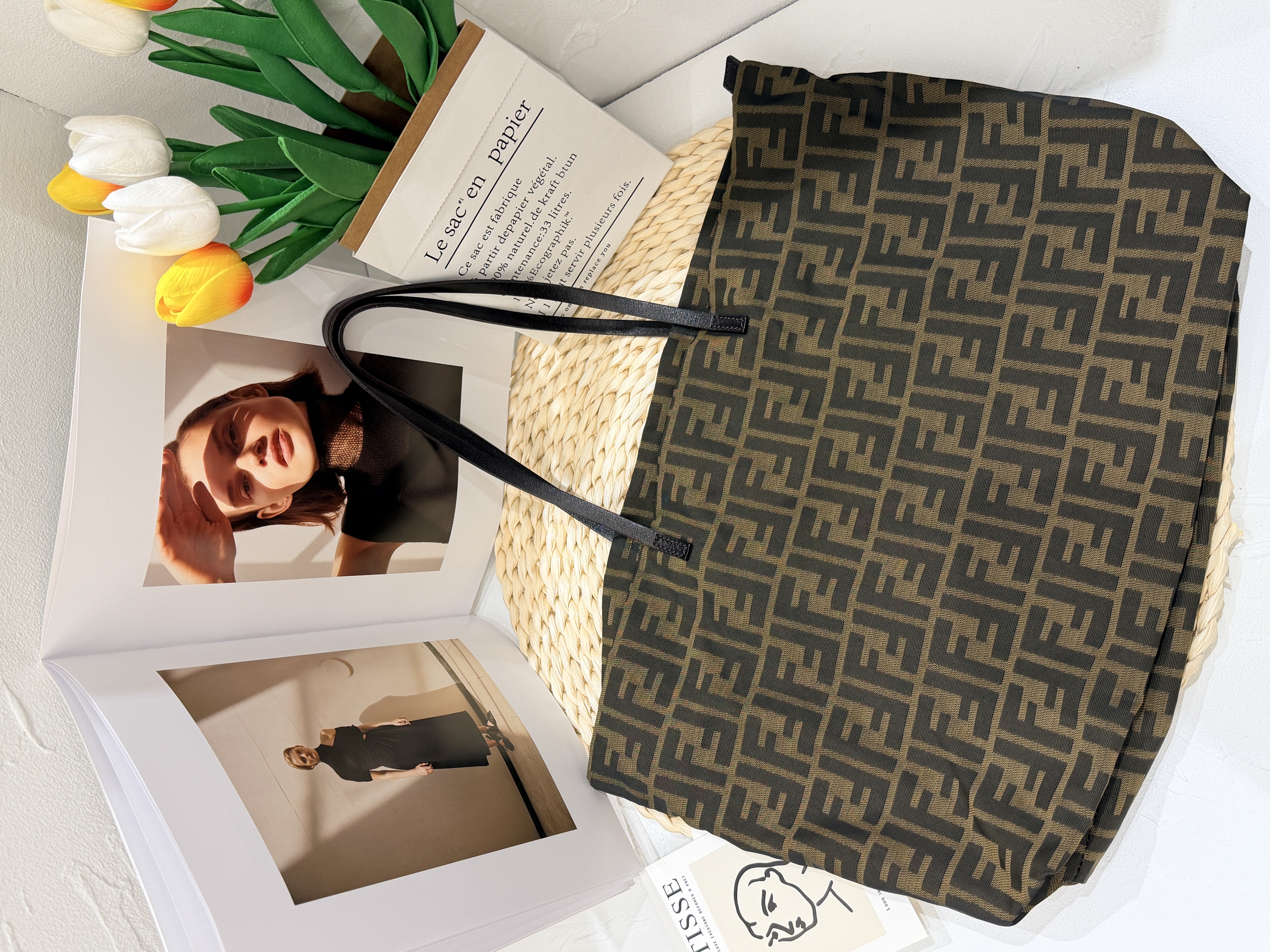 Fendi Zucca Roll Tote