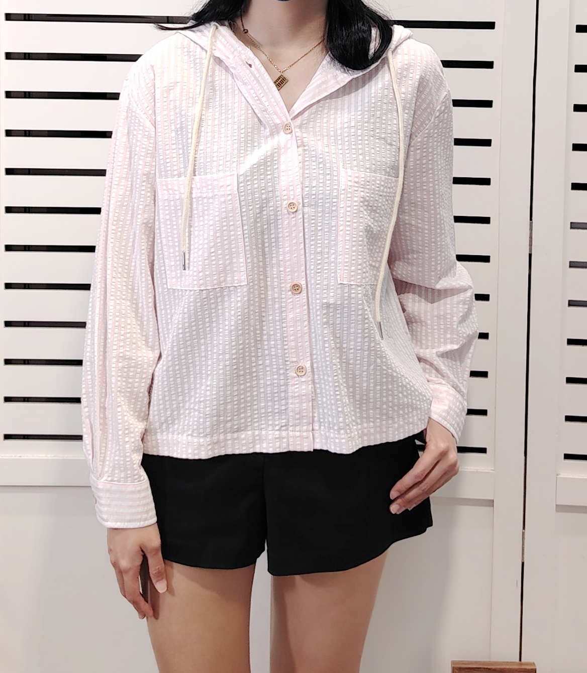 SA2528 Striped Cotton Hoodie Shirt 