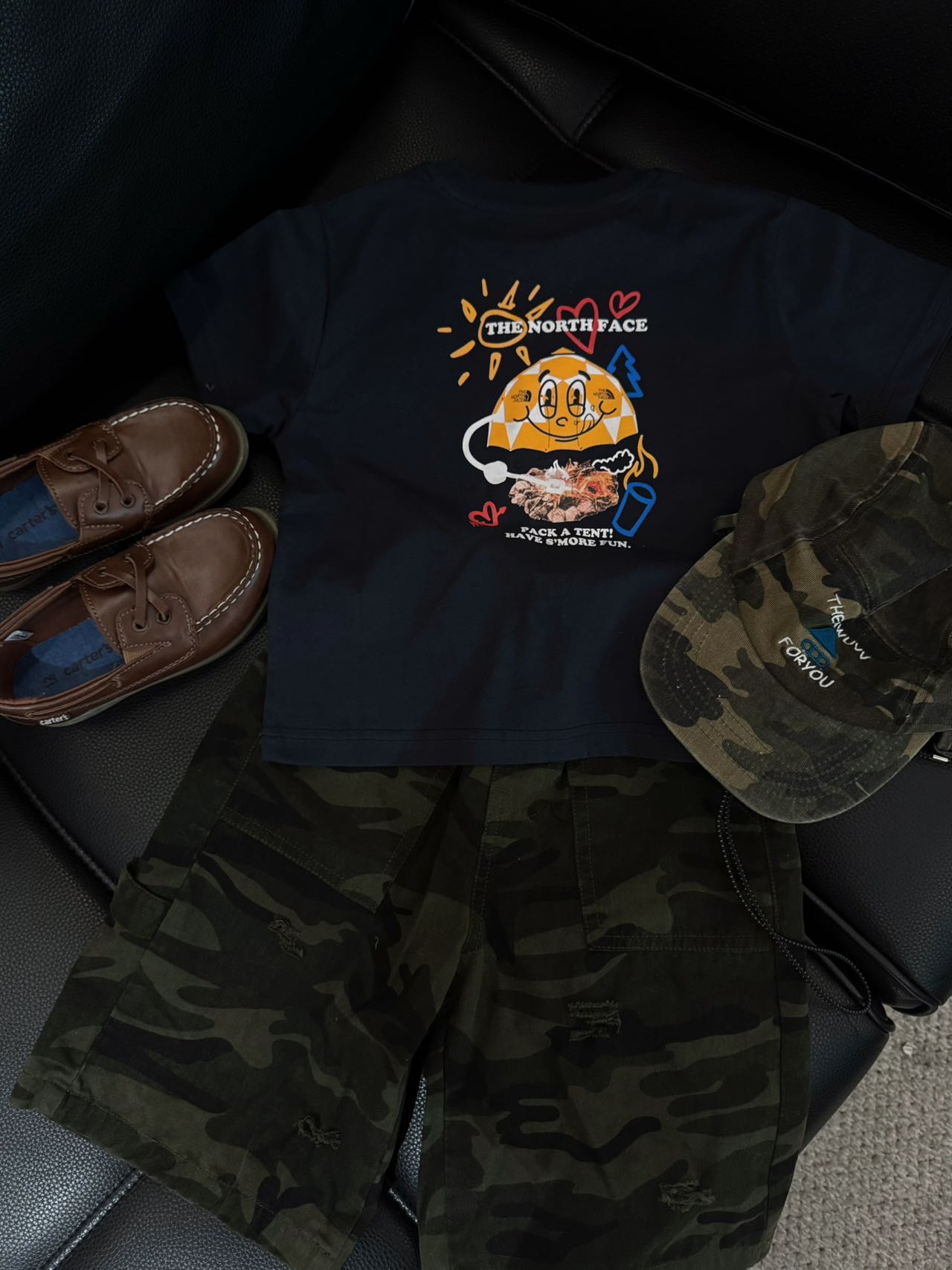 0642  親子❤️ TNF露營短袖+迷彩/牛仔褲