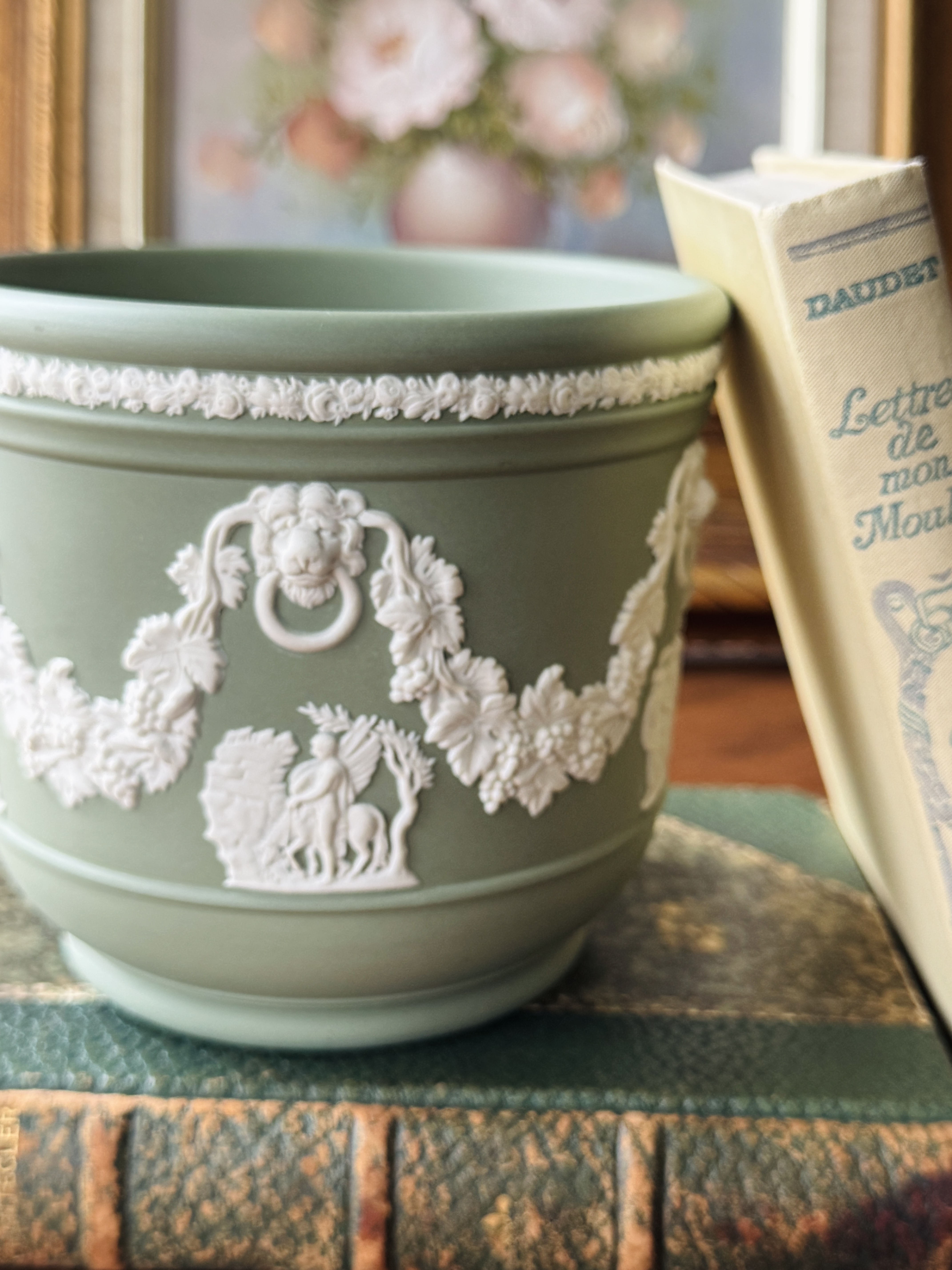 Vintage Wedgwood Green Jasper Large Vase Pot (MT2457)