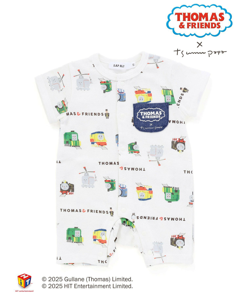 🇯🇵預訂 日本直送🇯🇵Slap Slip Baby x Thomas系列兩色小火車滿印口袋短袖連身服