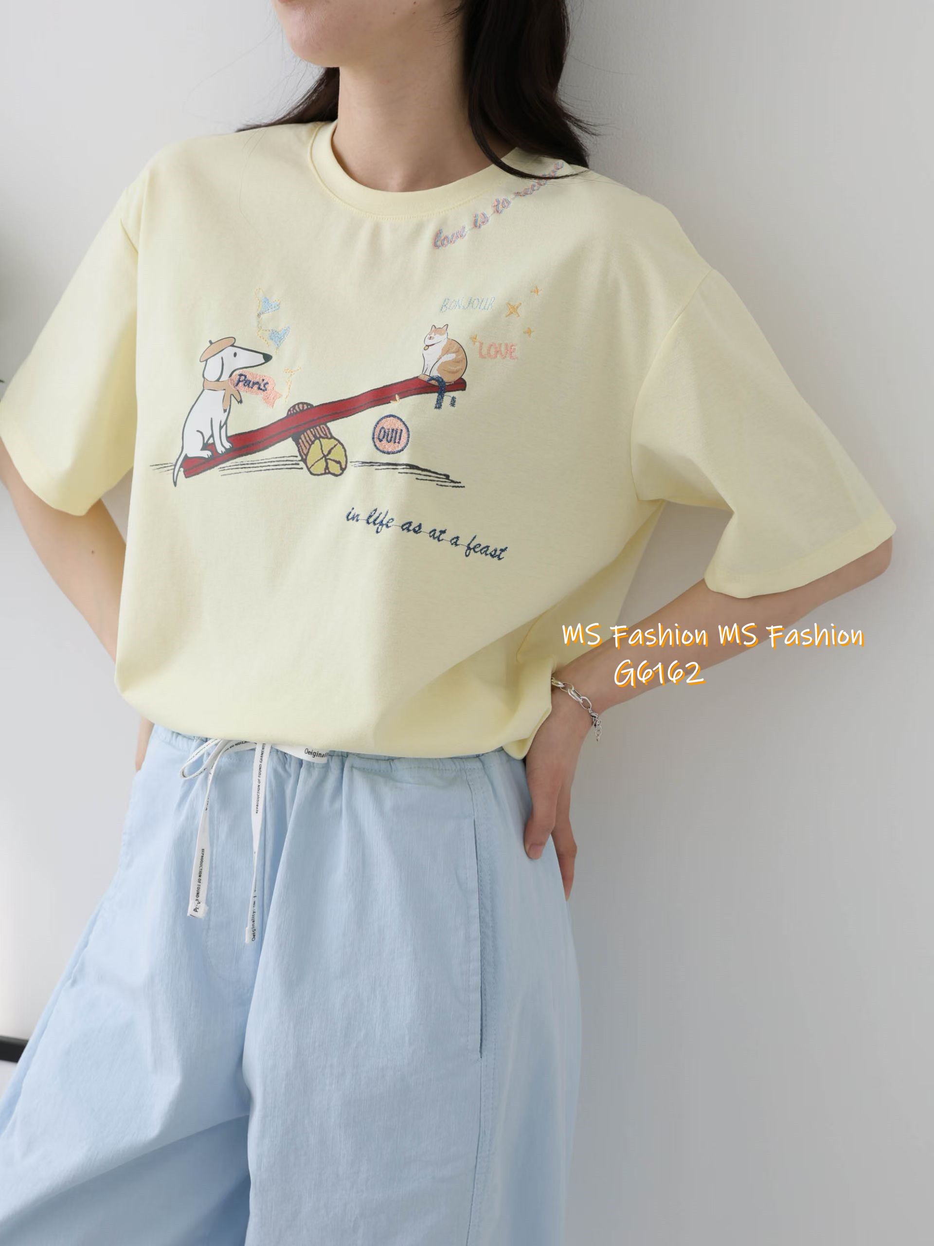 G6162 韓國🇰🇷靚料可愛貓狗圖案top