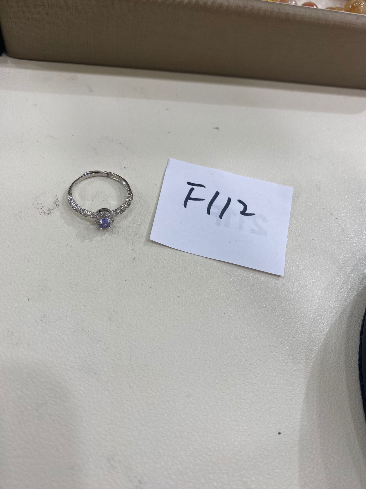 F112 純銀坦桑石閃圈戒指 