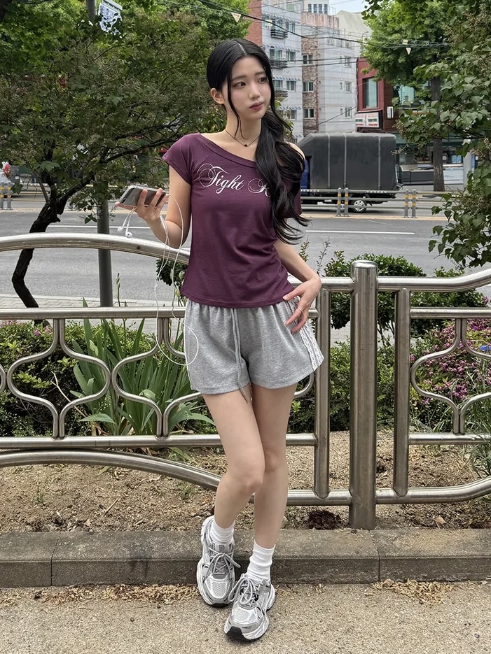 Script Wide Neck Graphic Tee