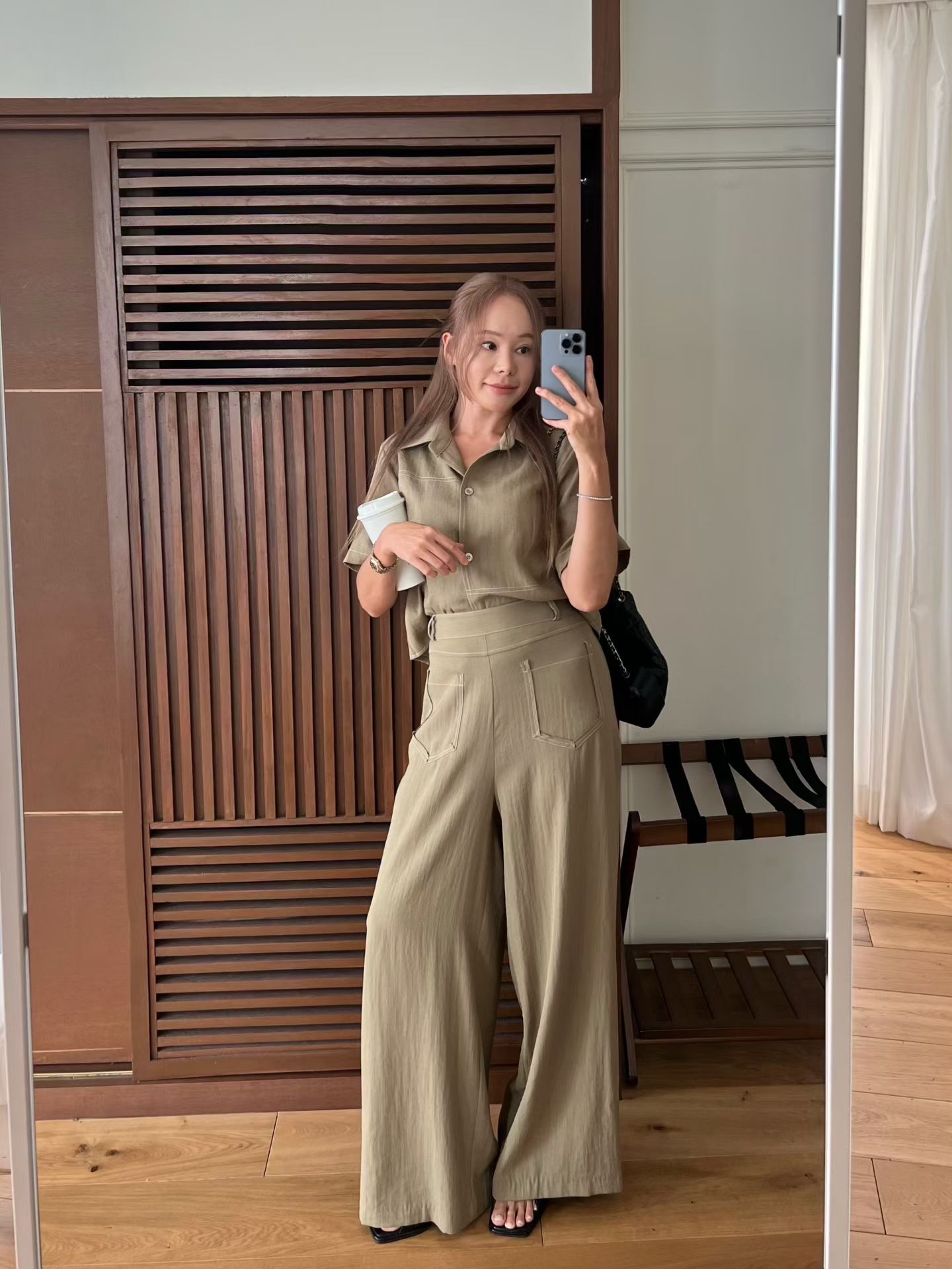 B5 高腰口袋垂墜寬褲