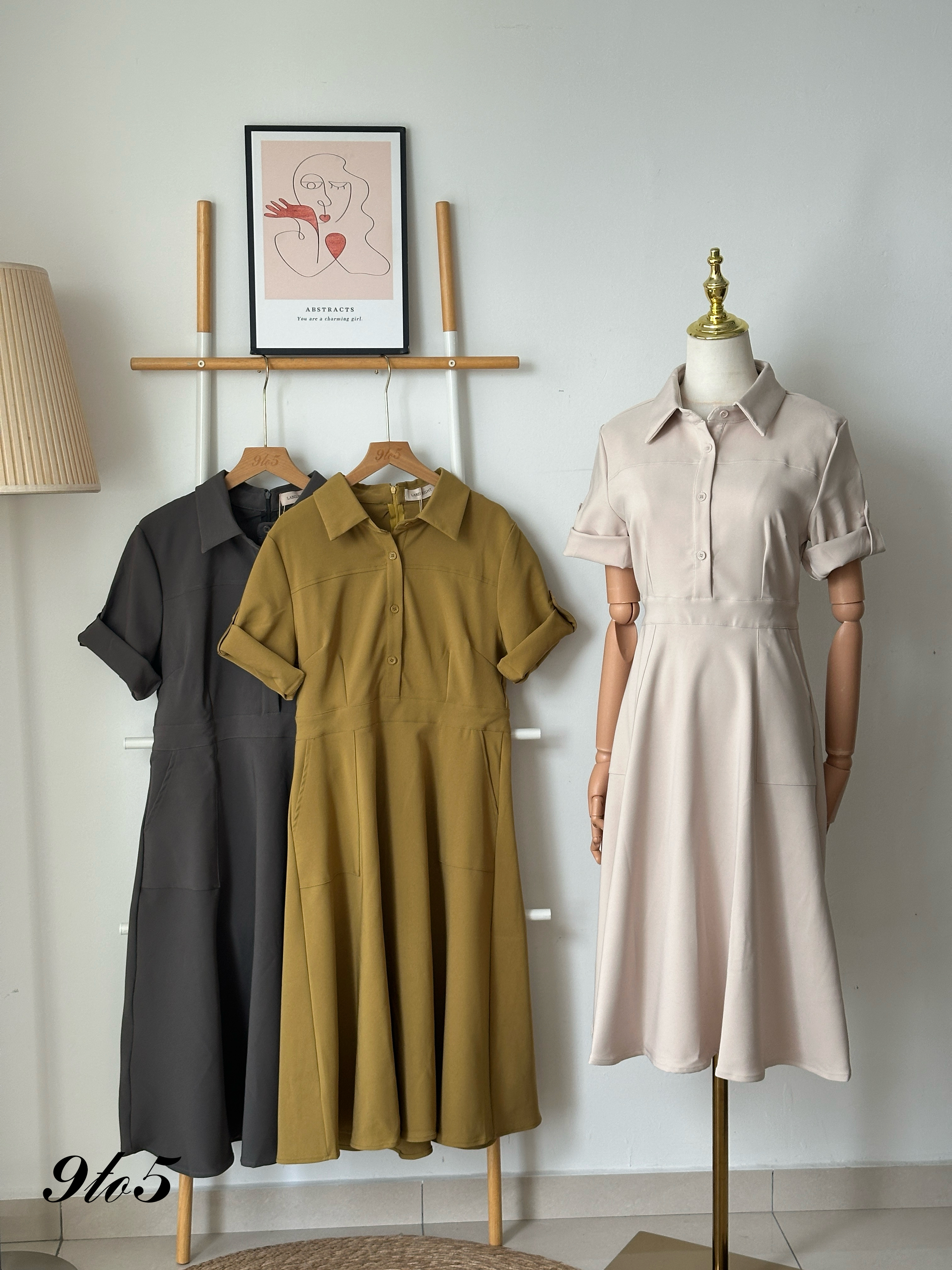 D2333 Short Sleeve Dress with Collar - 3 Colors